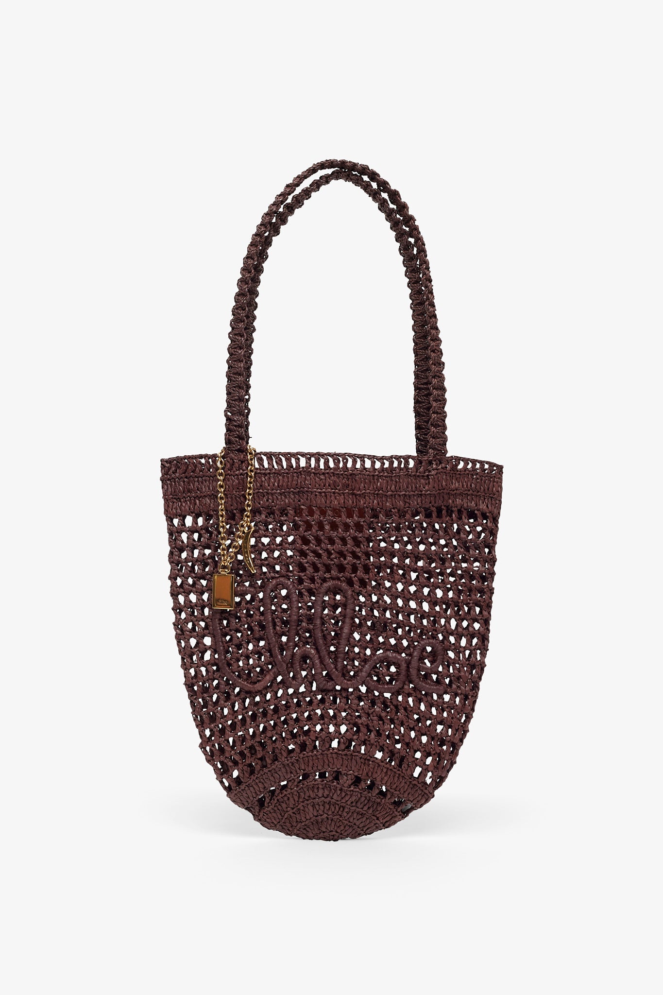 Small summer banana dark brown tote bag