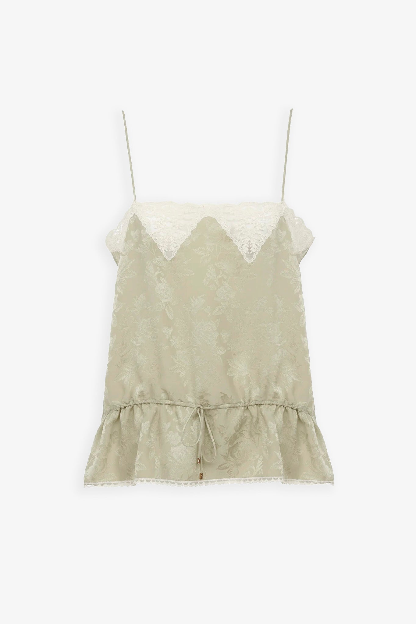 Silk tank top with lace