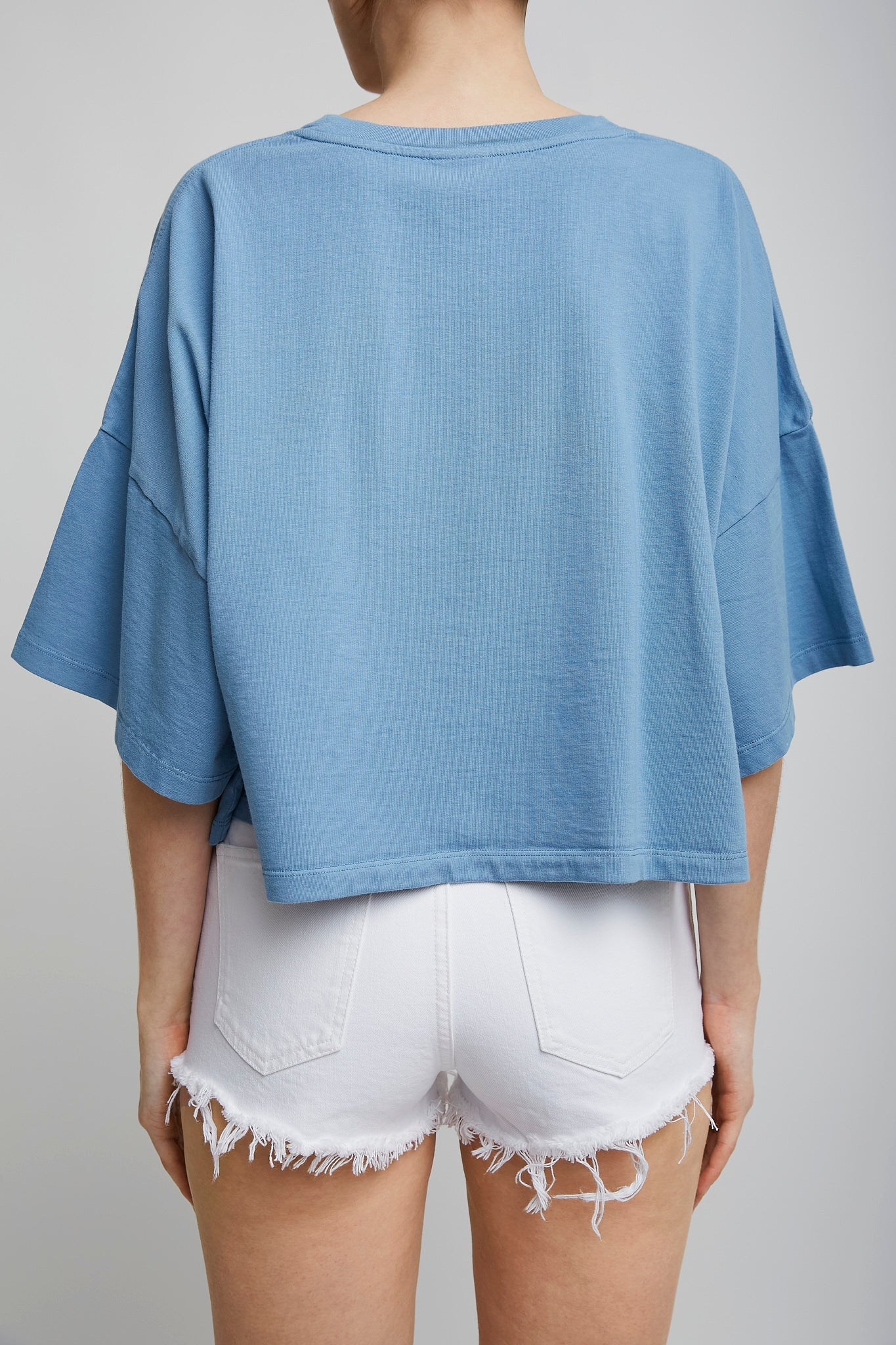 Cropped blue logo t-shirt