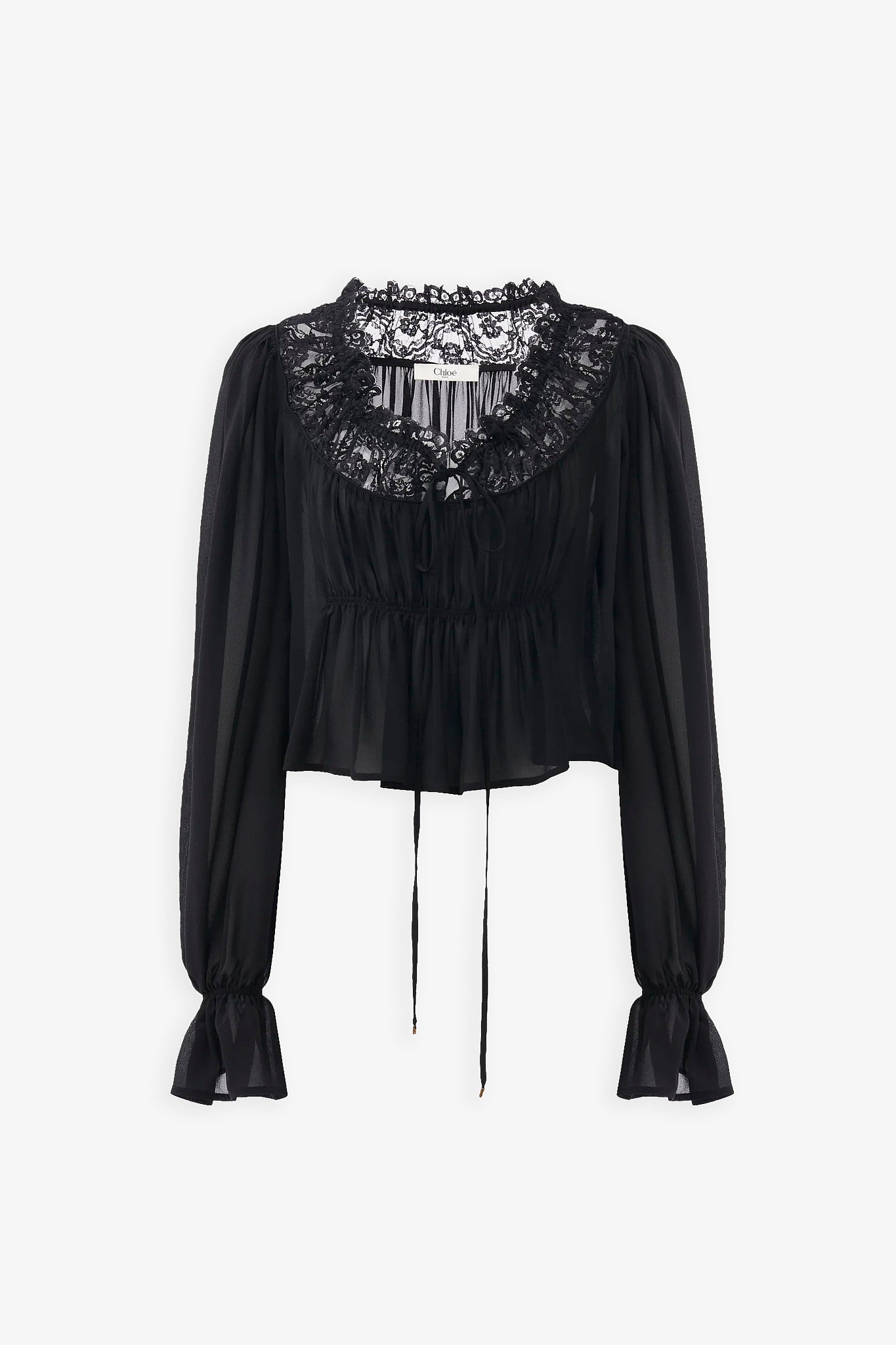 scoop-neck cropped black top in silk