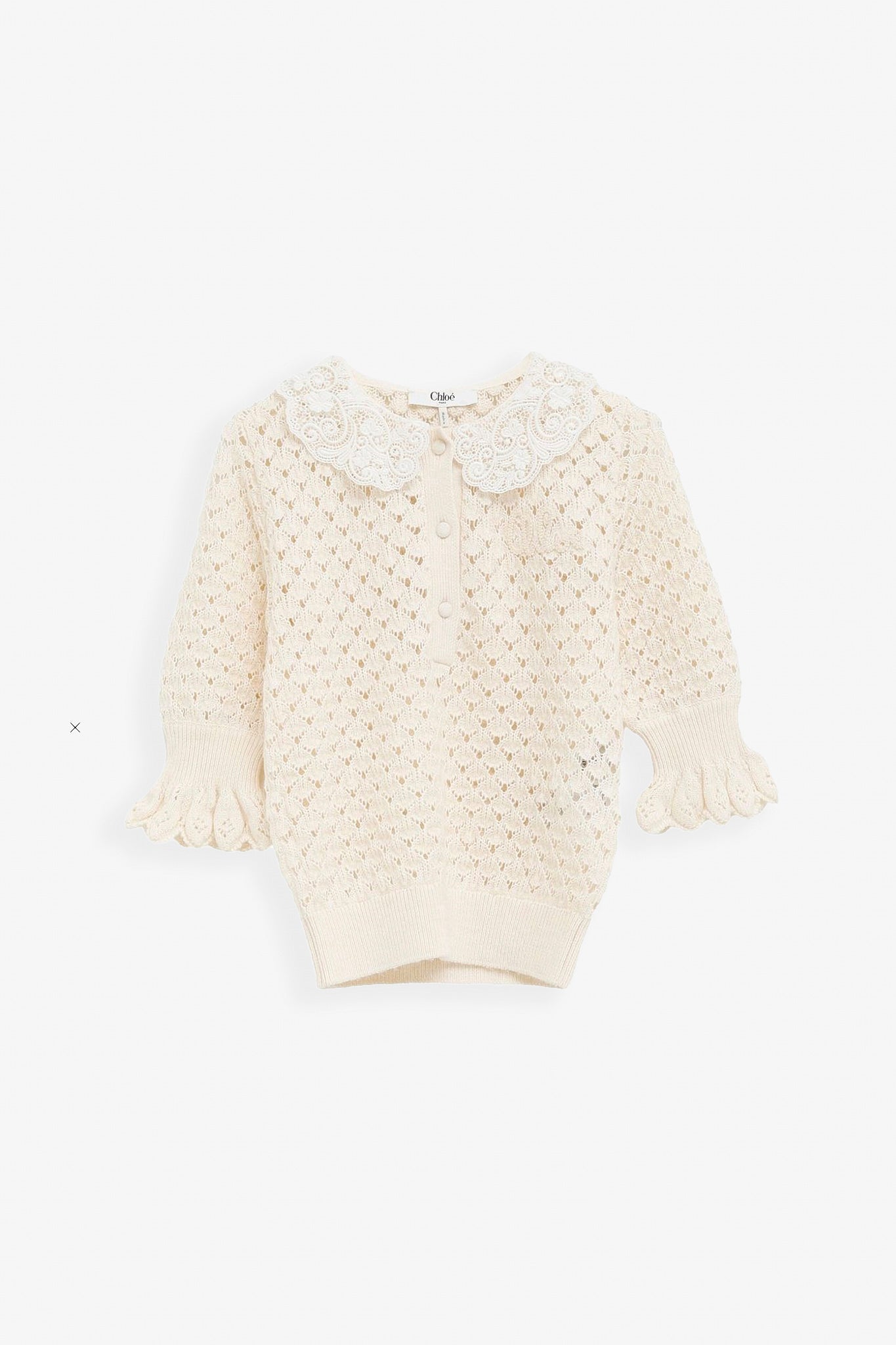 Lace-trimmed polo shirt
