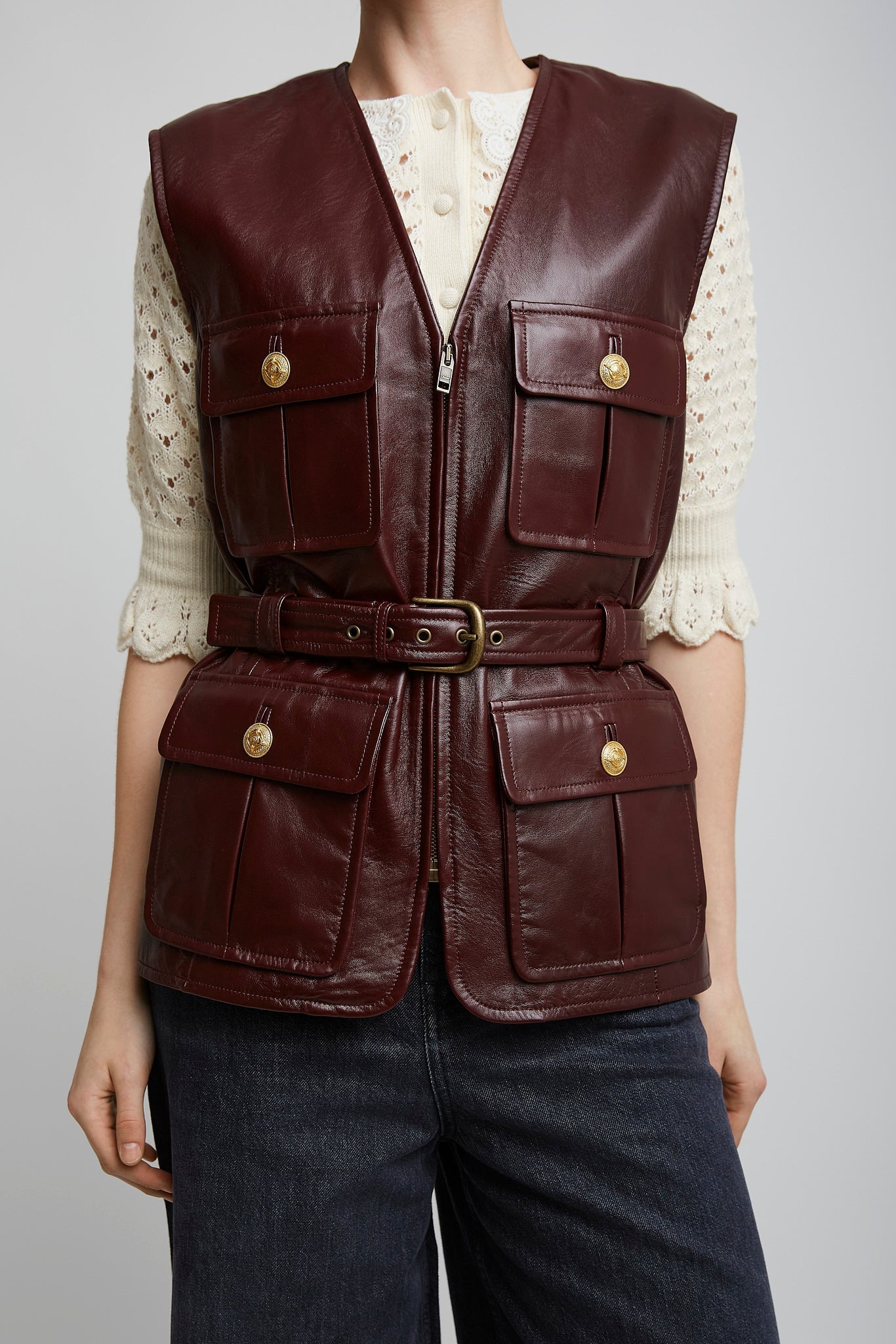 Utilitarian leather vest
