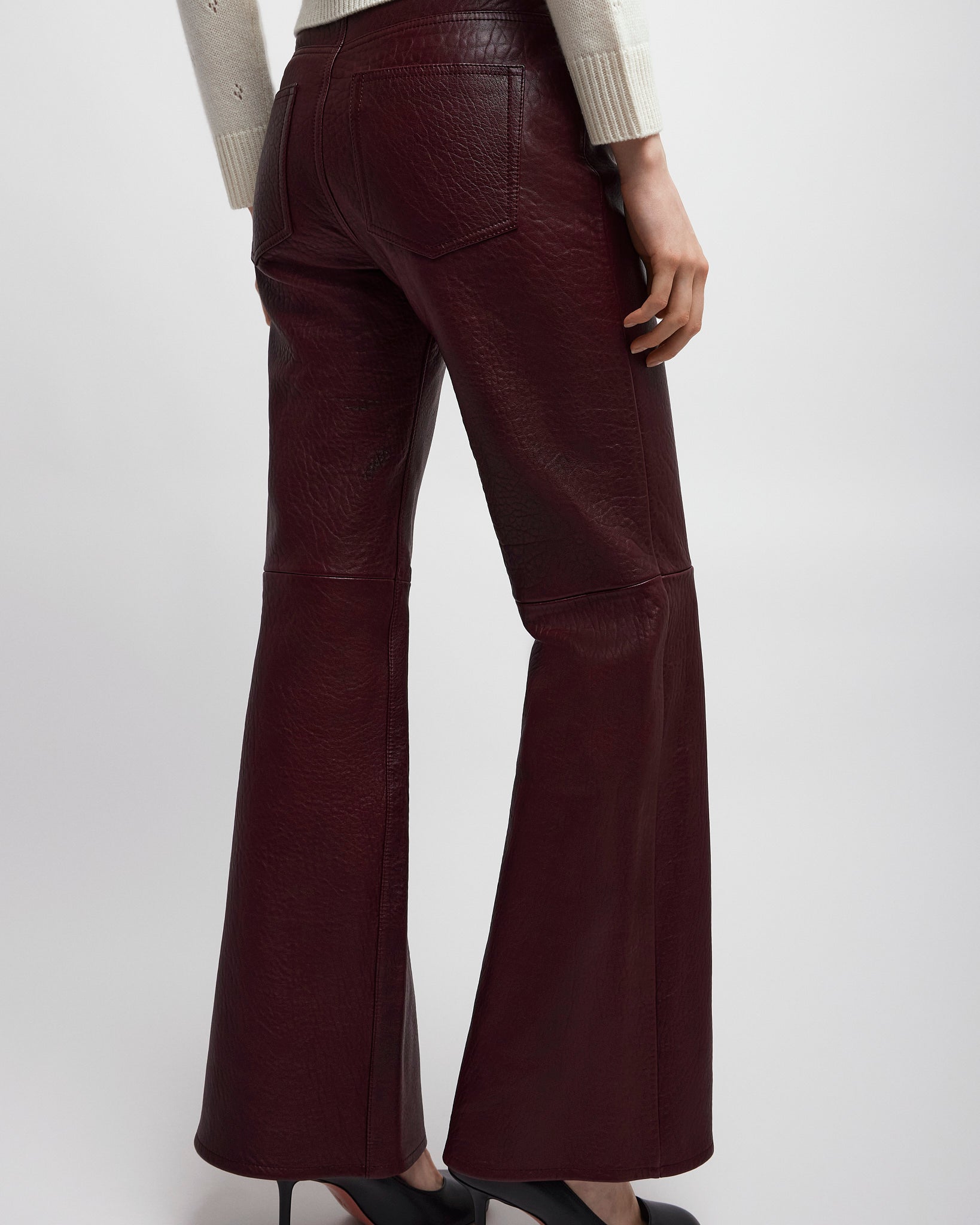 Flared trousers in leather