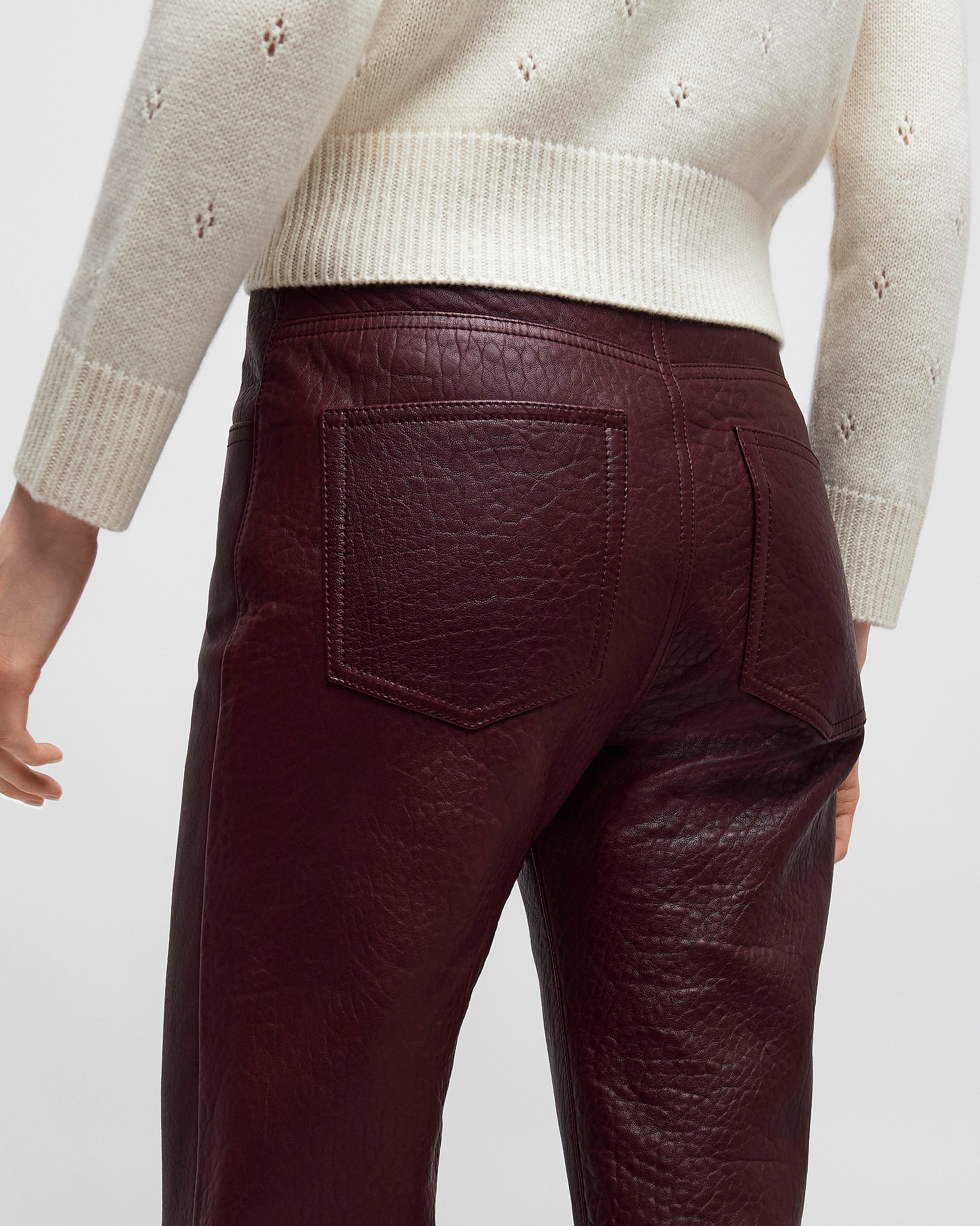 Flared trousers in leather