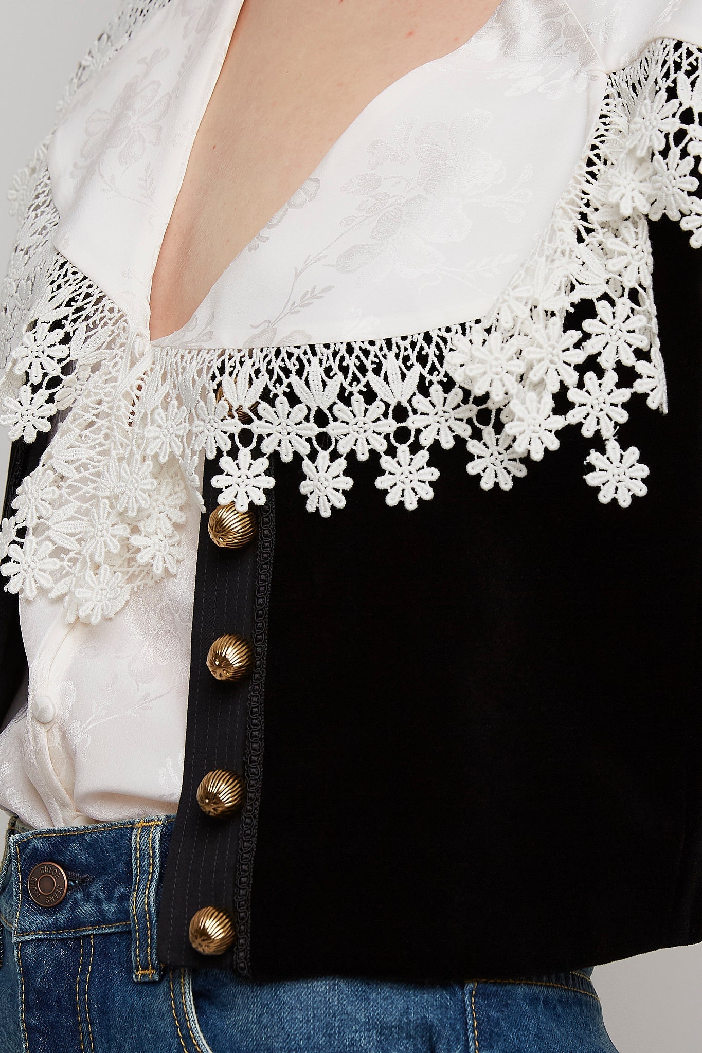 Cropped Spencer black velvet jacket