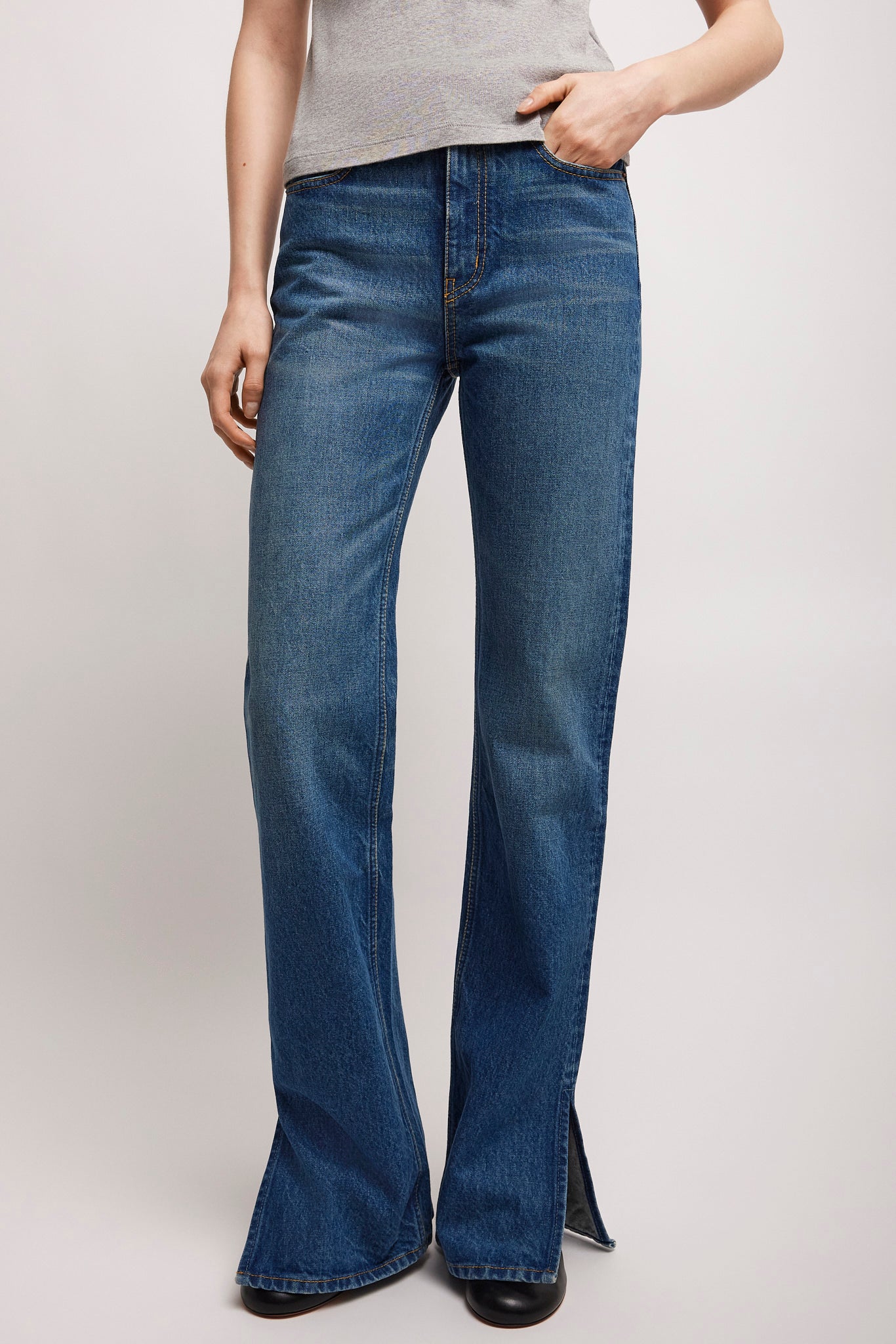 Straight blue denim jeans