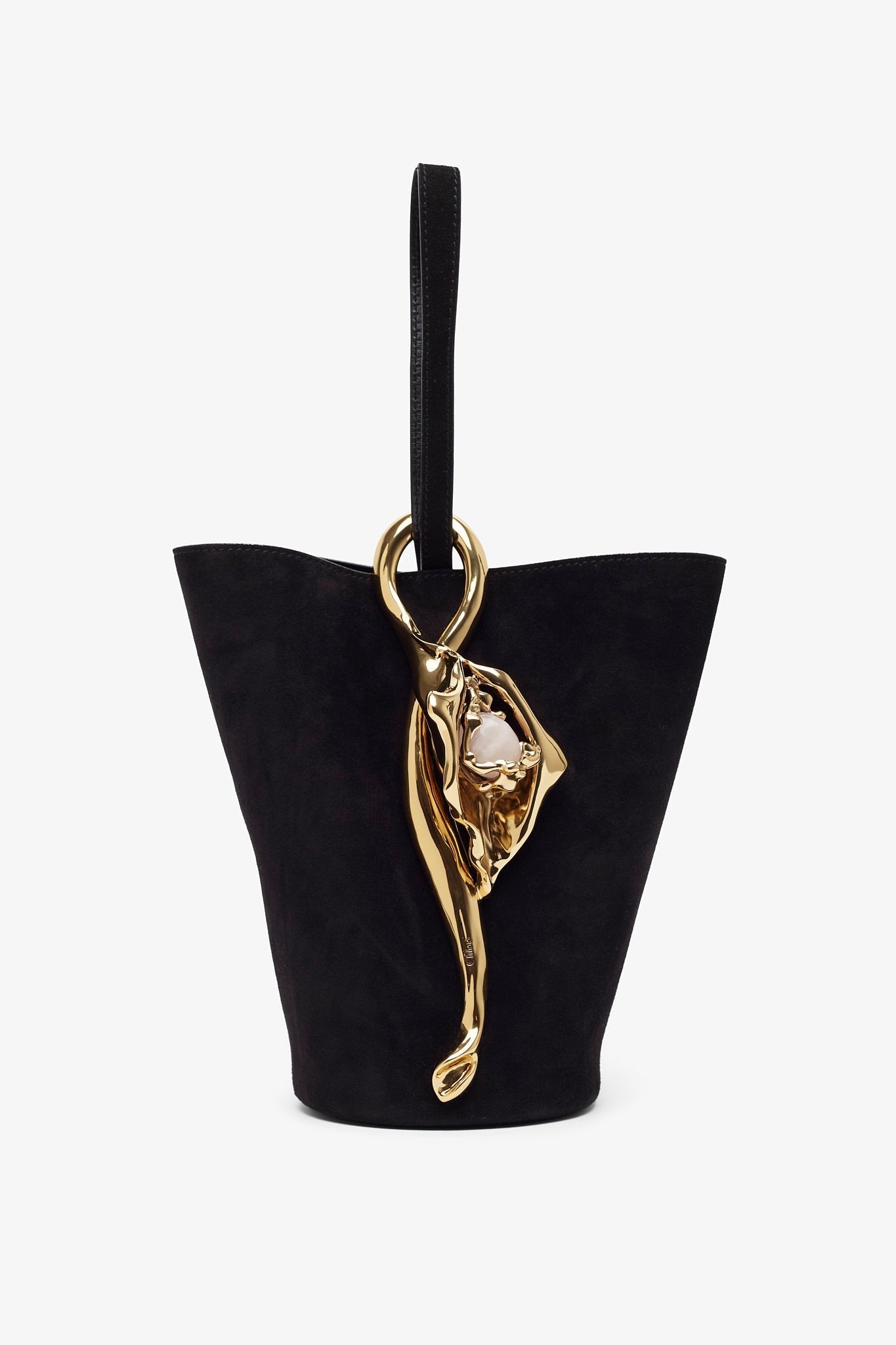 Eden black leather bucket bag