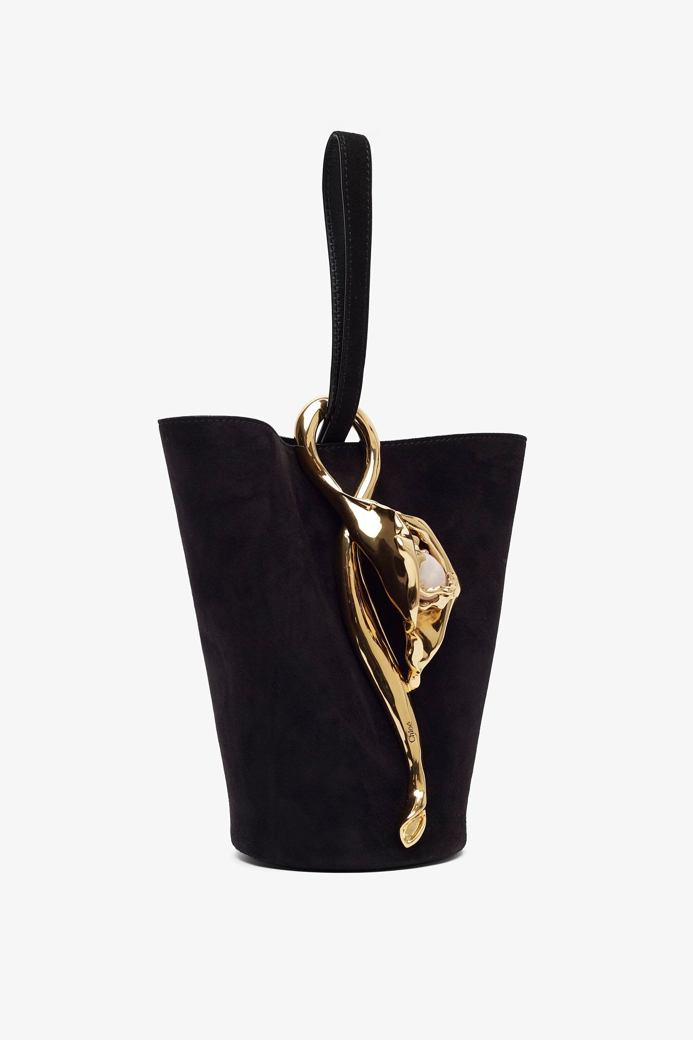 Eden black leather bucket bag