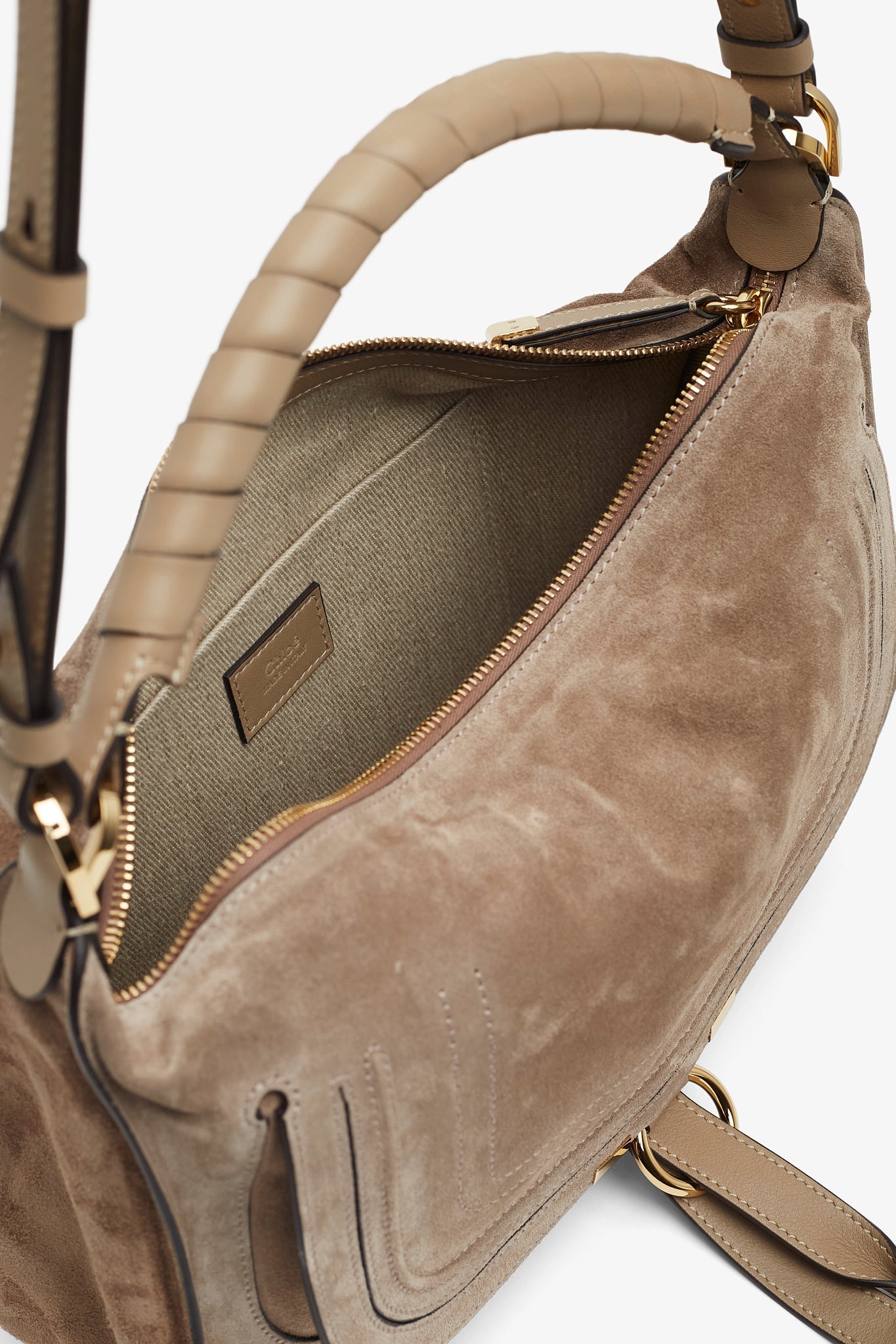Marcie small light beige shoulder bag