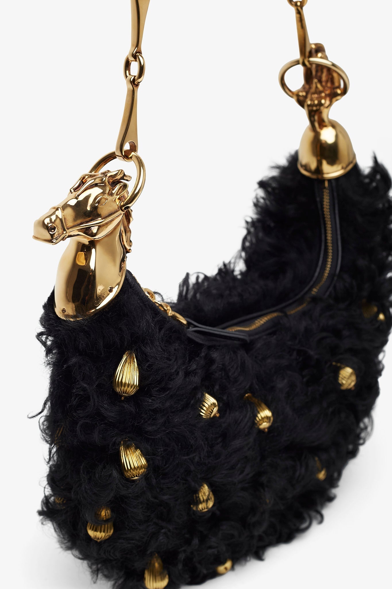 Chain horse black shoulder bag