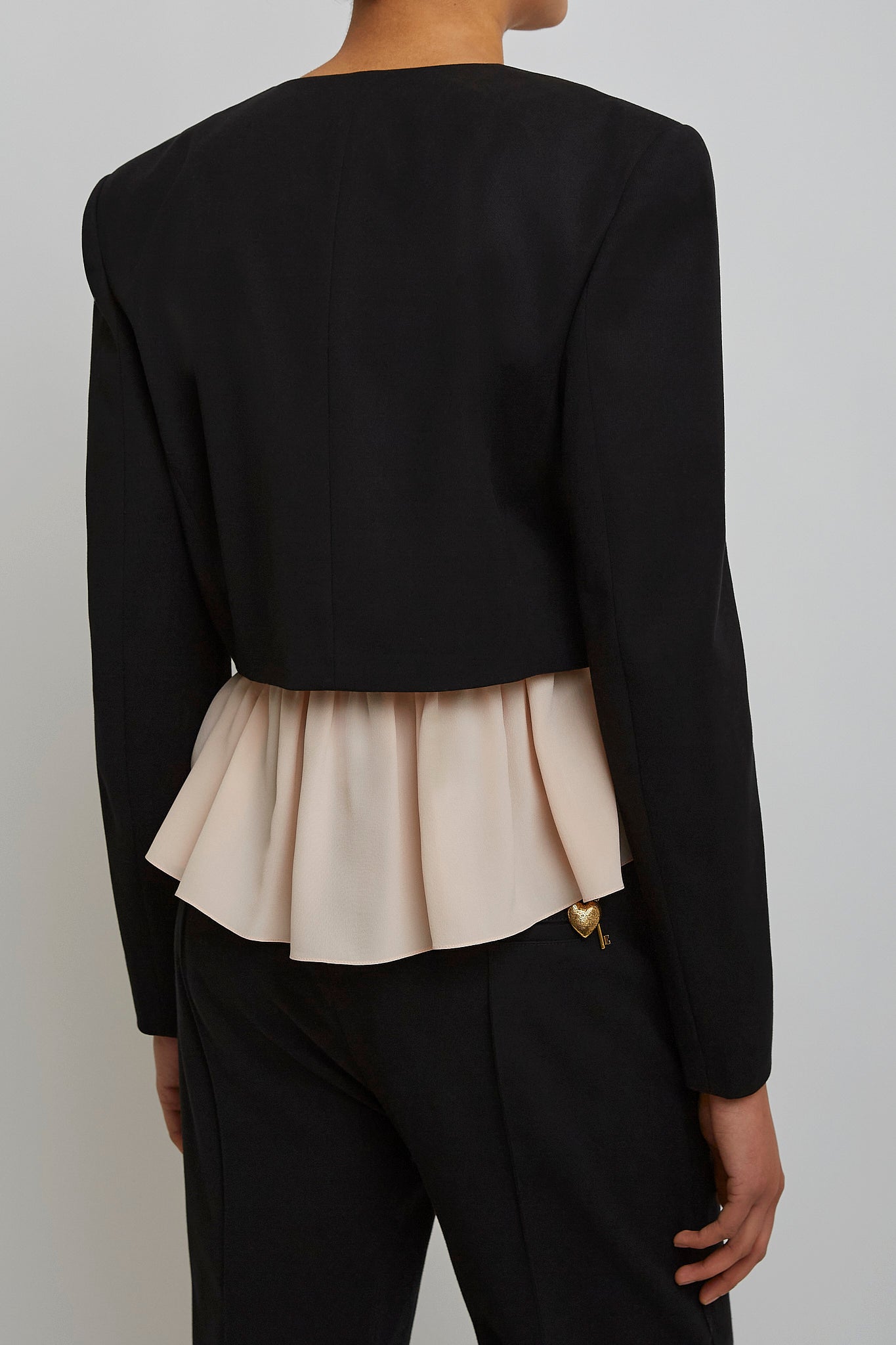Black scallop cropped jacket