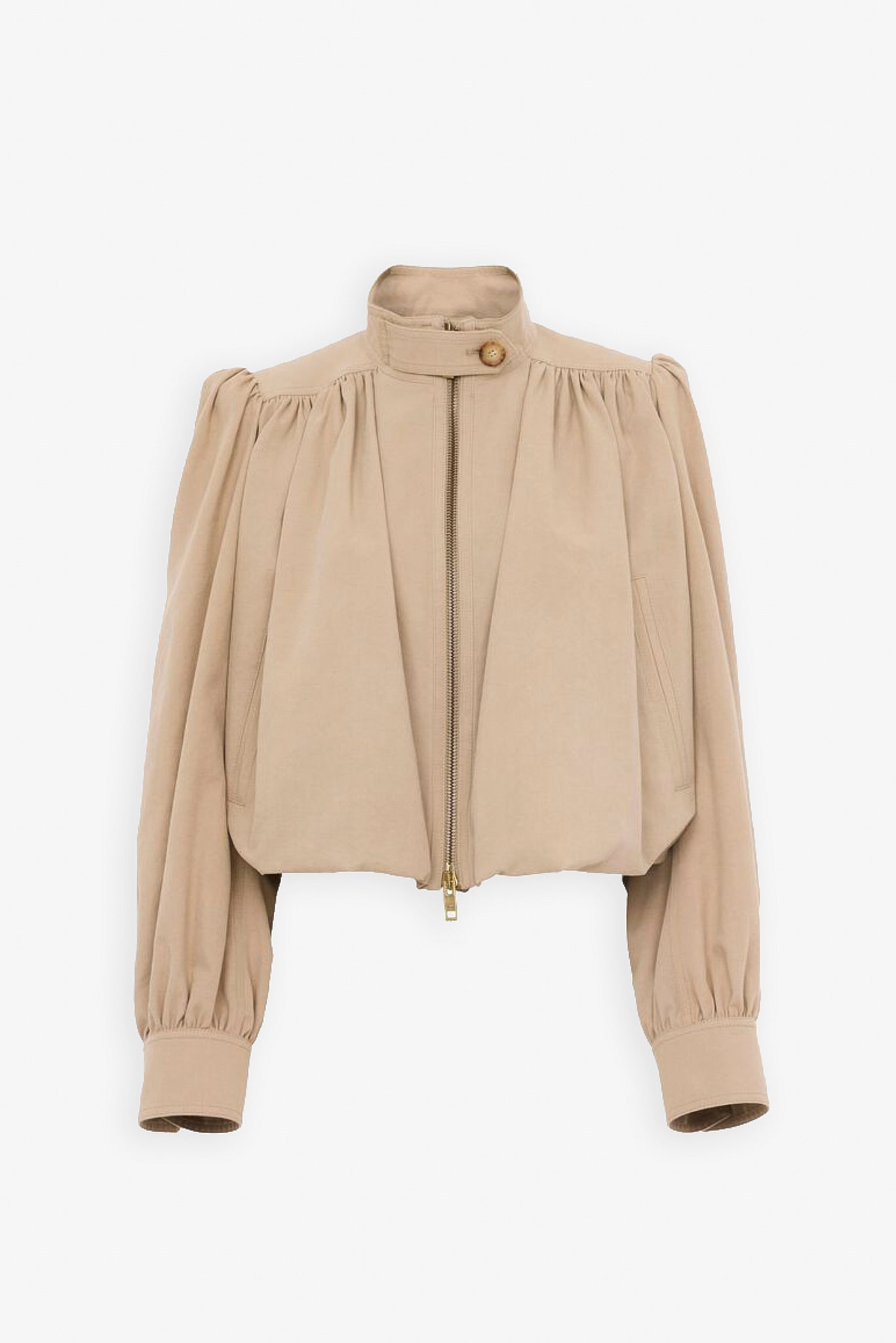 Gathered cropped cotton jacket