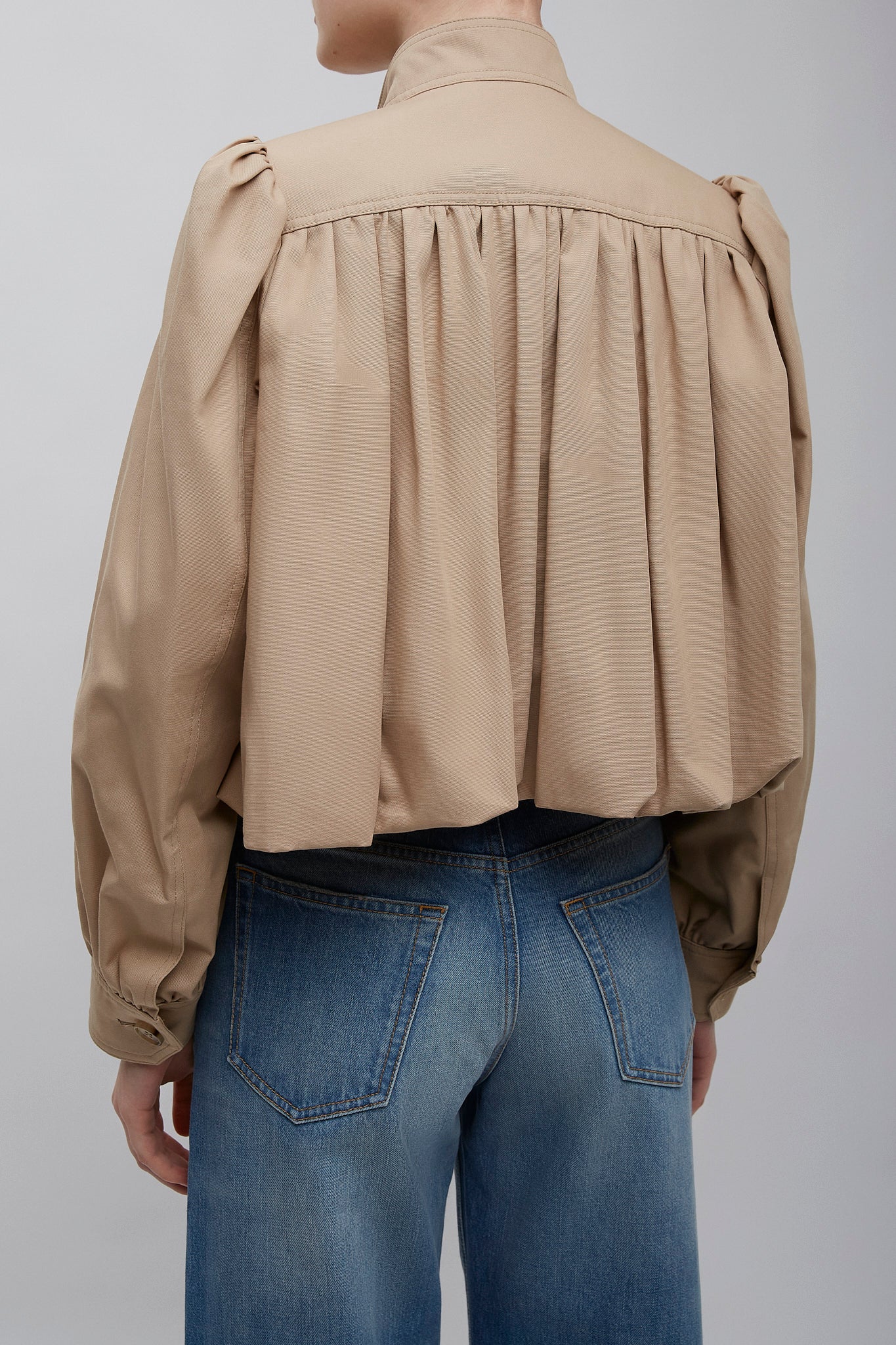 Gathered cropped cotton jacket