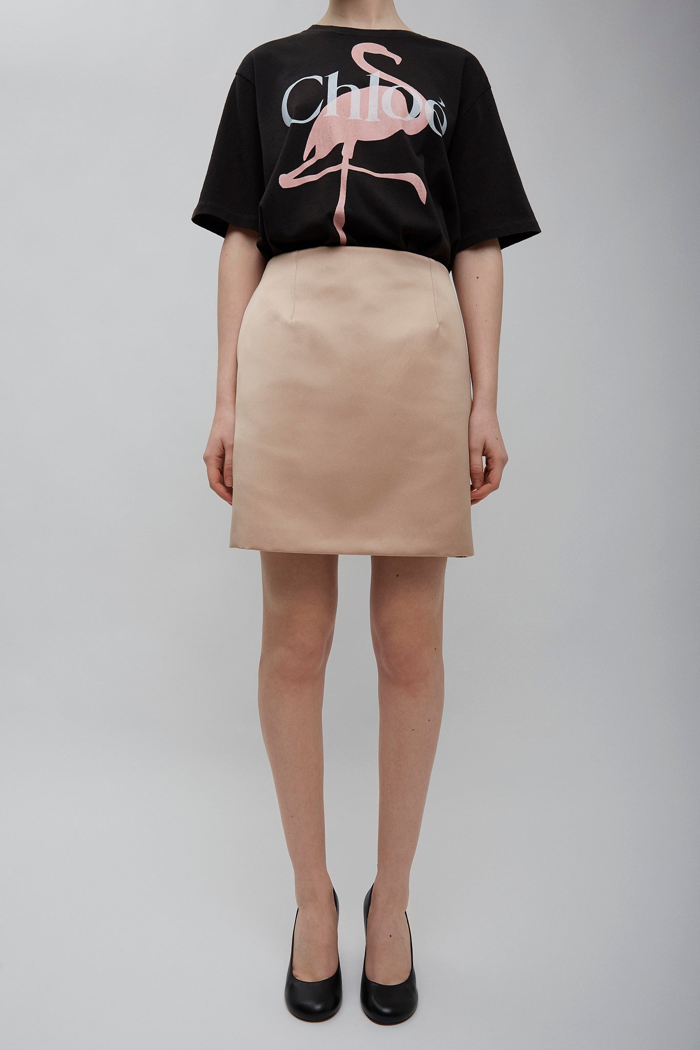 Rose dust satin skirt