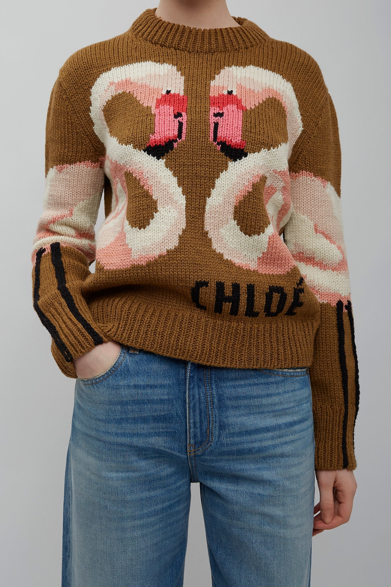 Flamingo knitted wool sweater