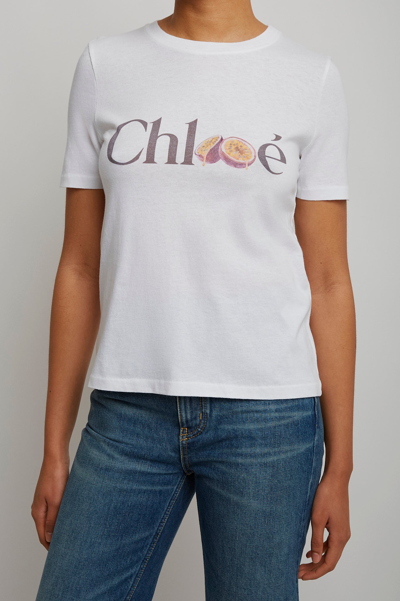Logo white peach cotton t-shirt
