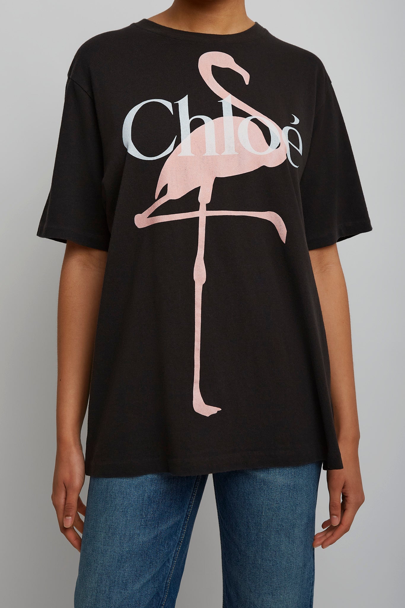 Logo black flamingo cotton t-shirt