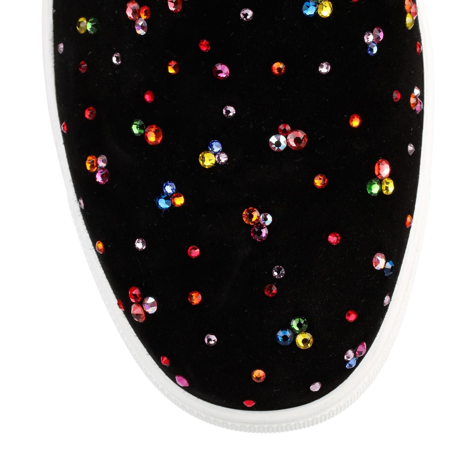 Boat black suede crystal slip-on