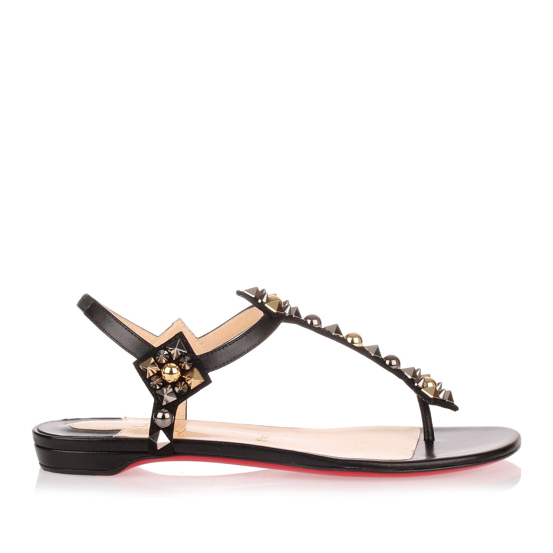 Kaleicadra Flat black leather sandal