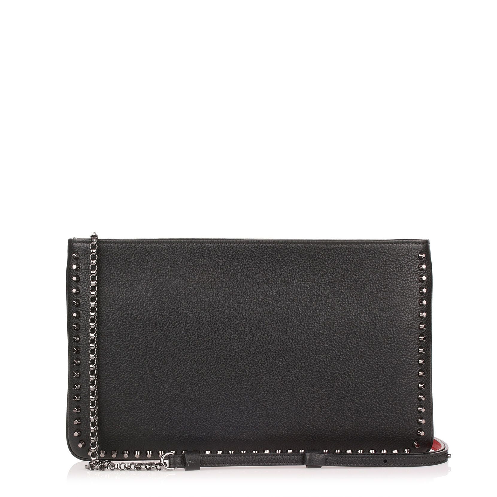 Loubiposh black leather studs clutch