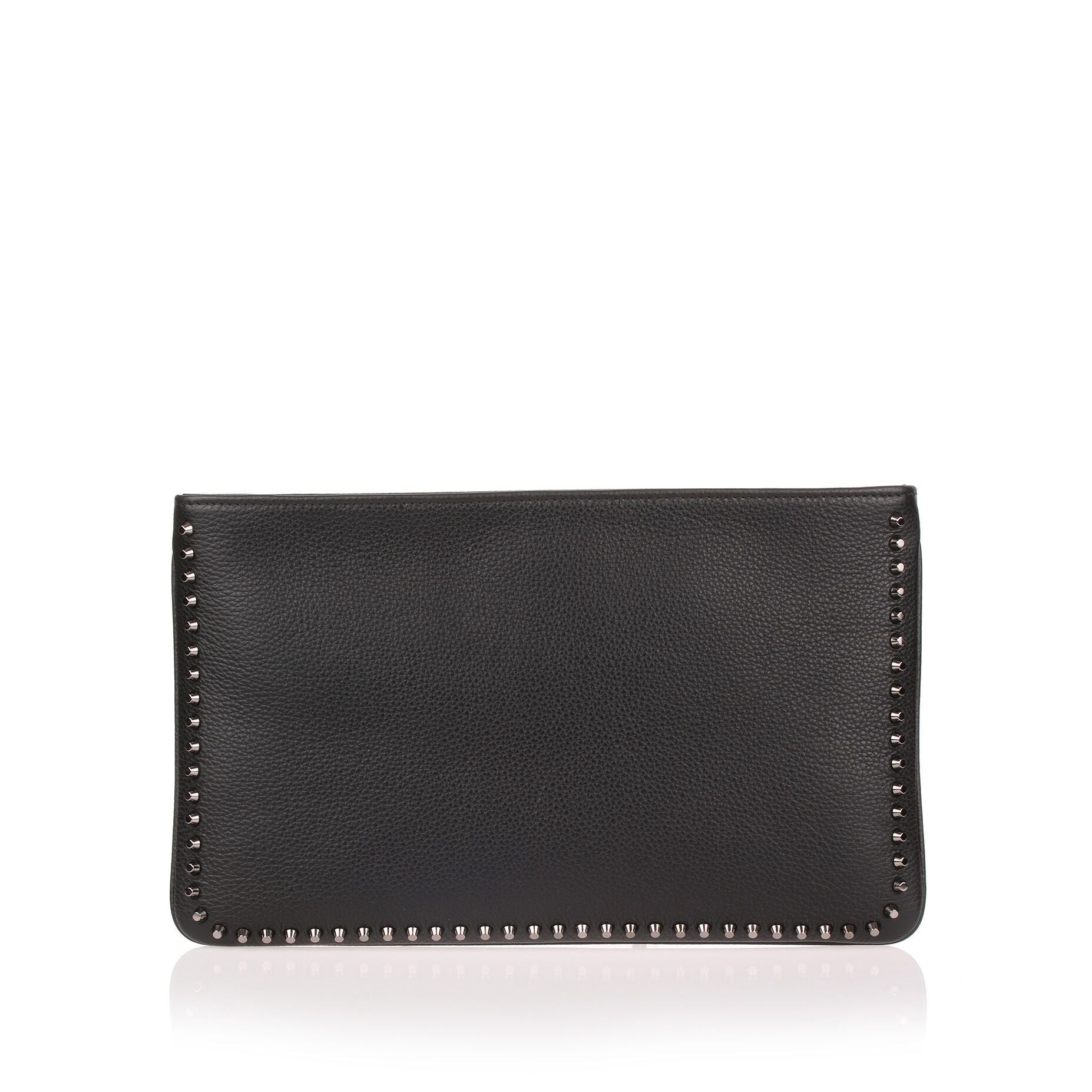 Loubiposh black leather studs clutch