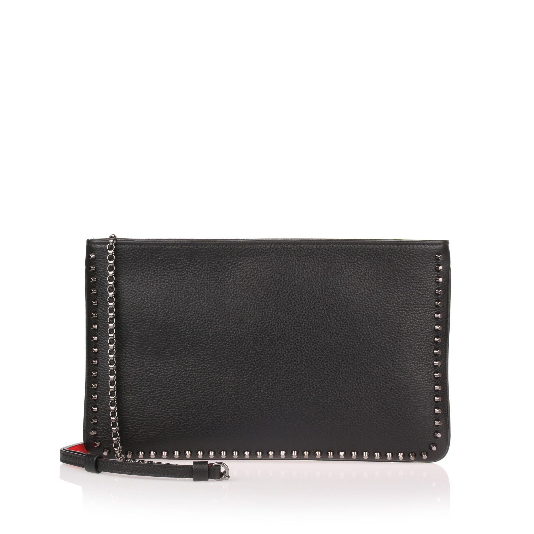 Loubiposh black leather studs clutch