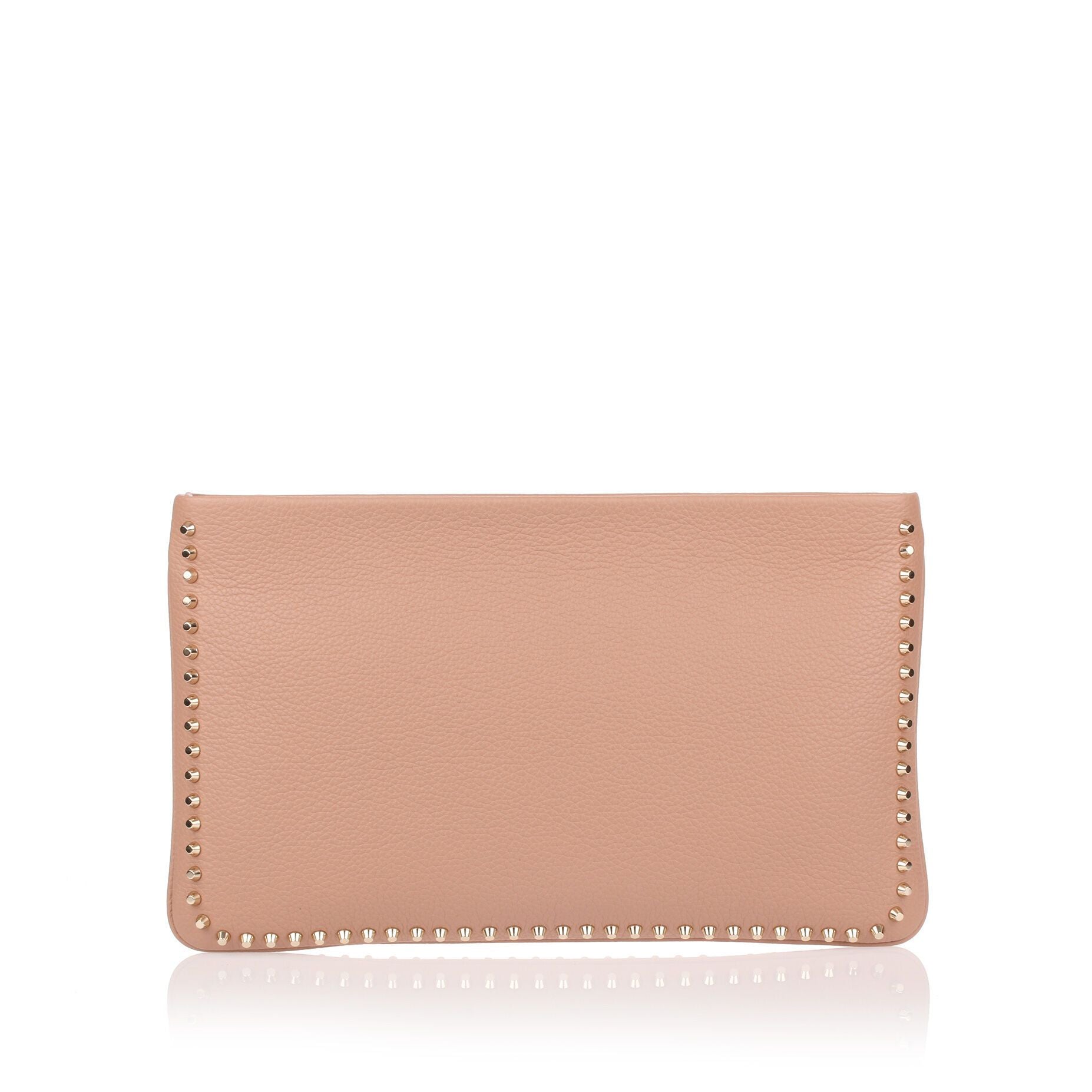 Loubiposh beige leather spikes clutch