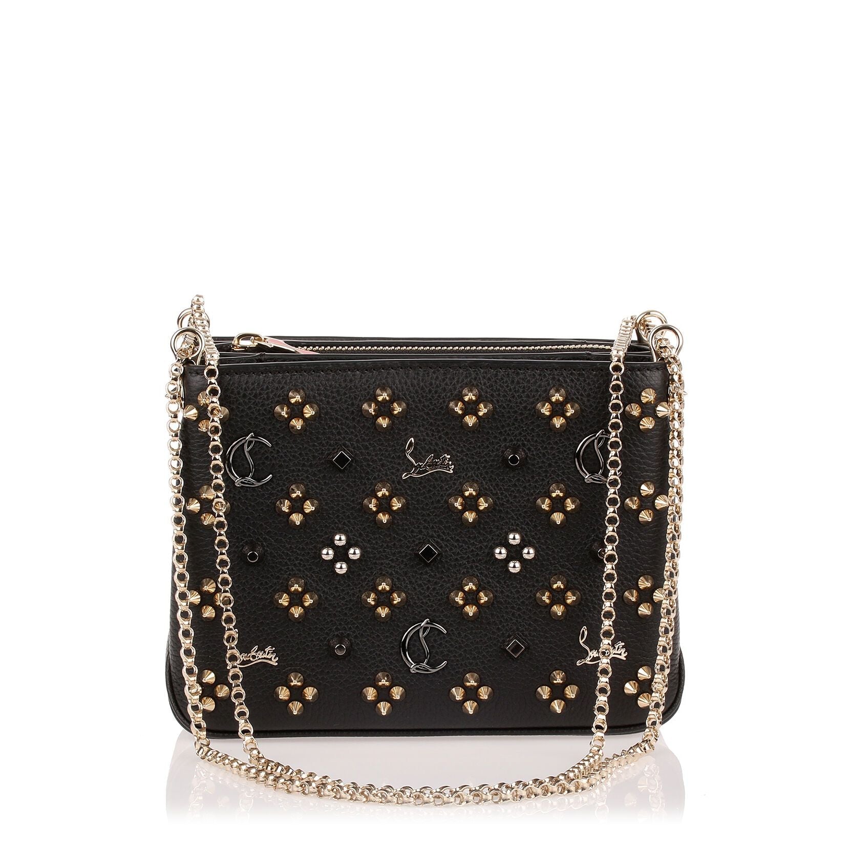 Triloubi small black logo studded bag