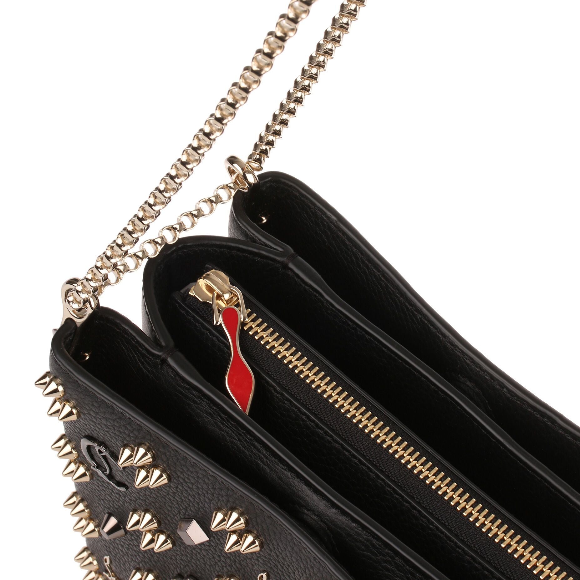 Triloubi small black logo studded bag