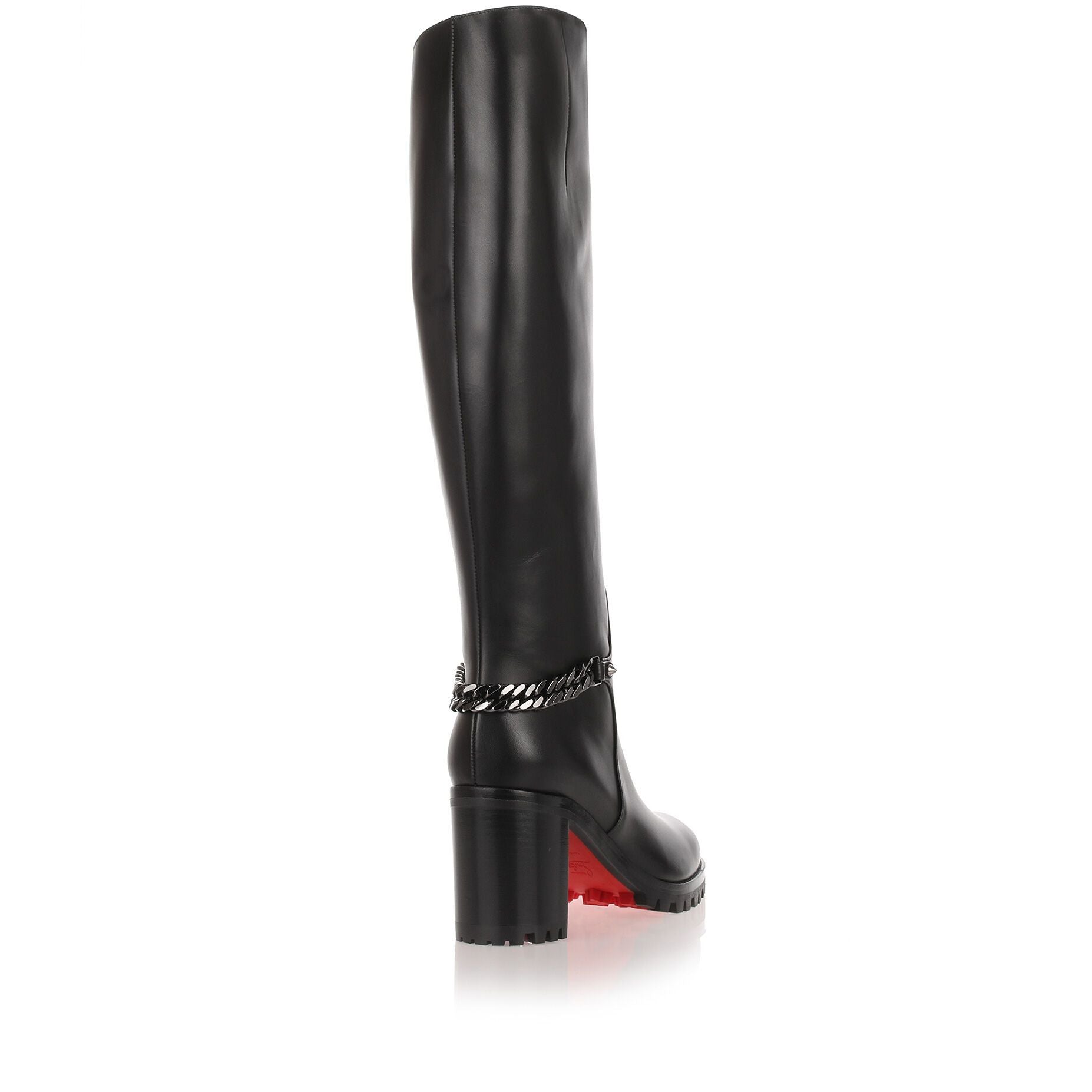 Napoleo 70 black leather chain boot