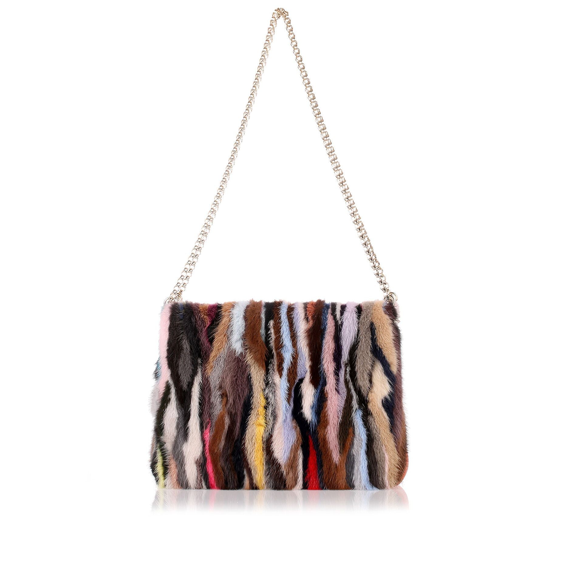Triloubi large multi coloured fur bag