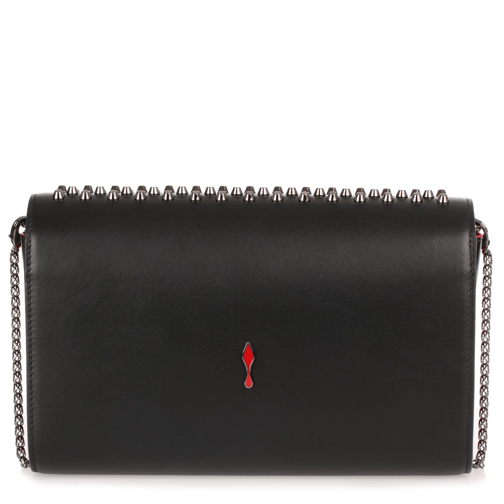 Paloma gunmetal spikes clutch
