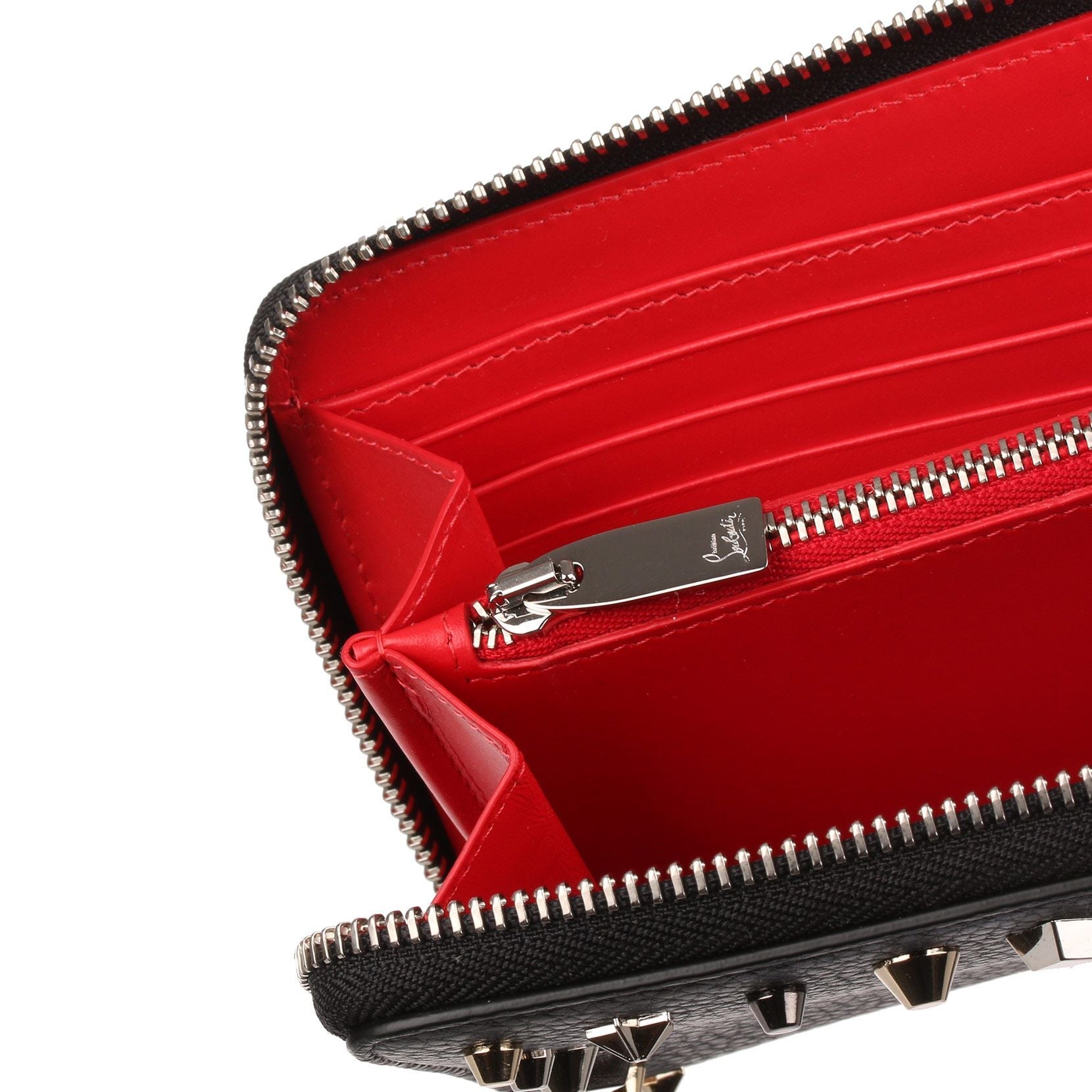 Panettone black leather multi-studs wallet
