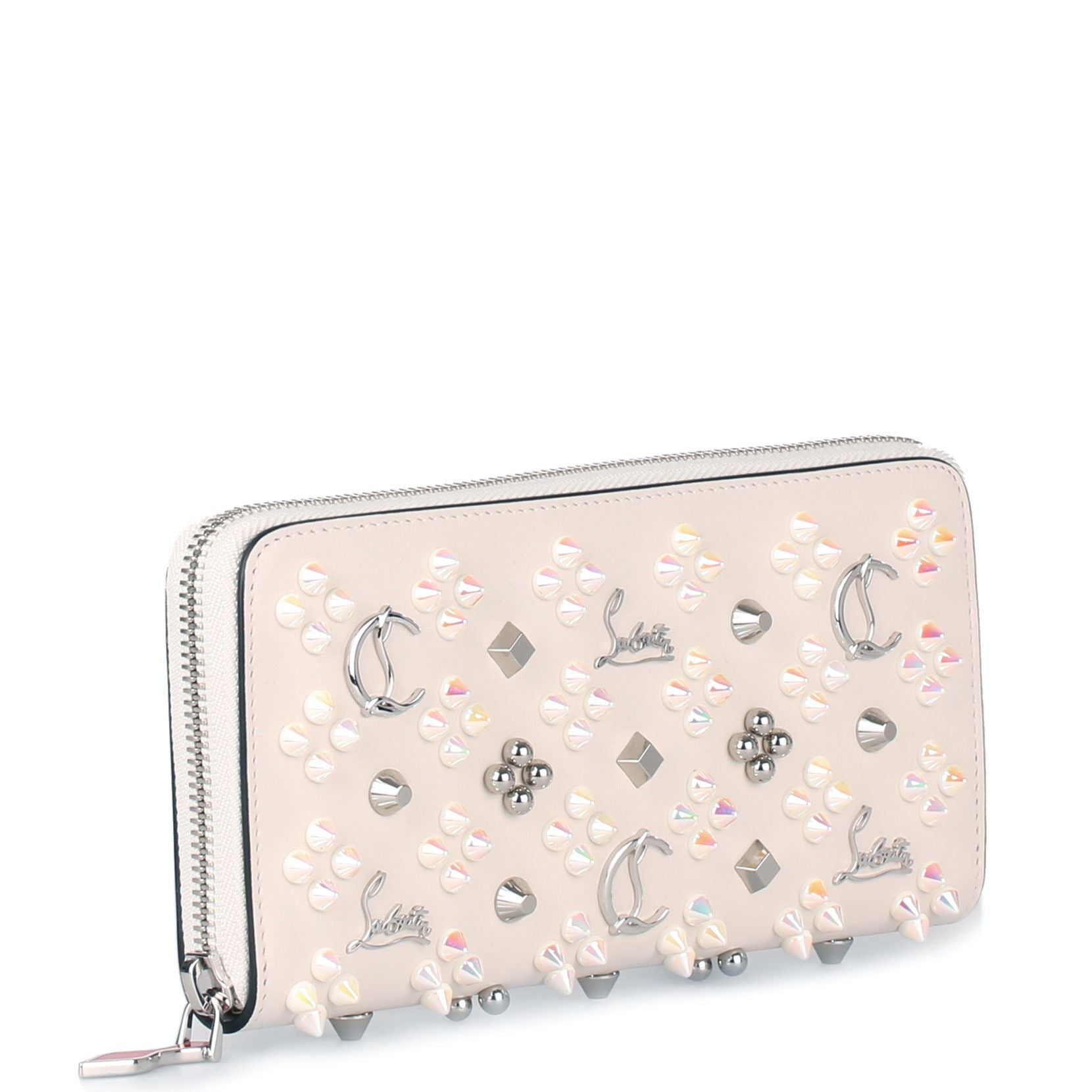 Panettone ivory leather logo studded wallet