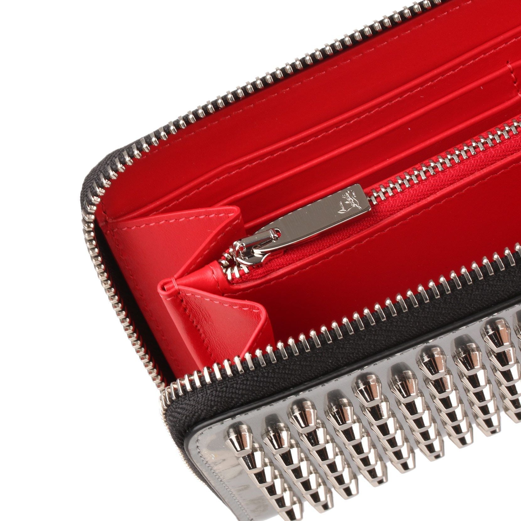 Panettone silver leather studded wallet