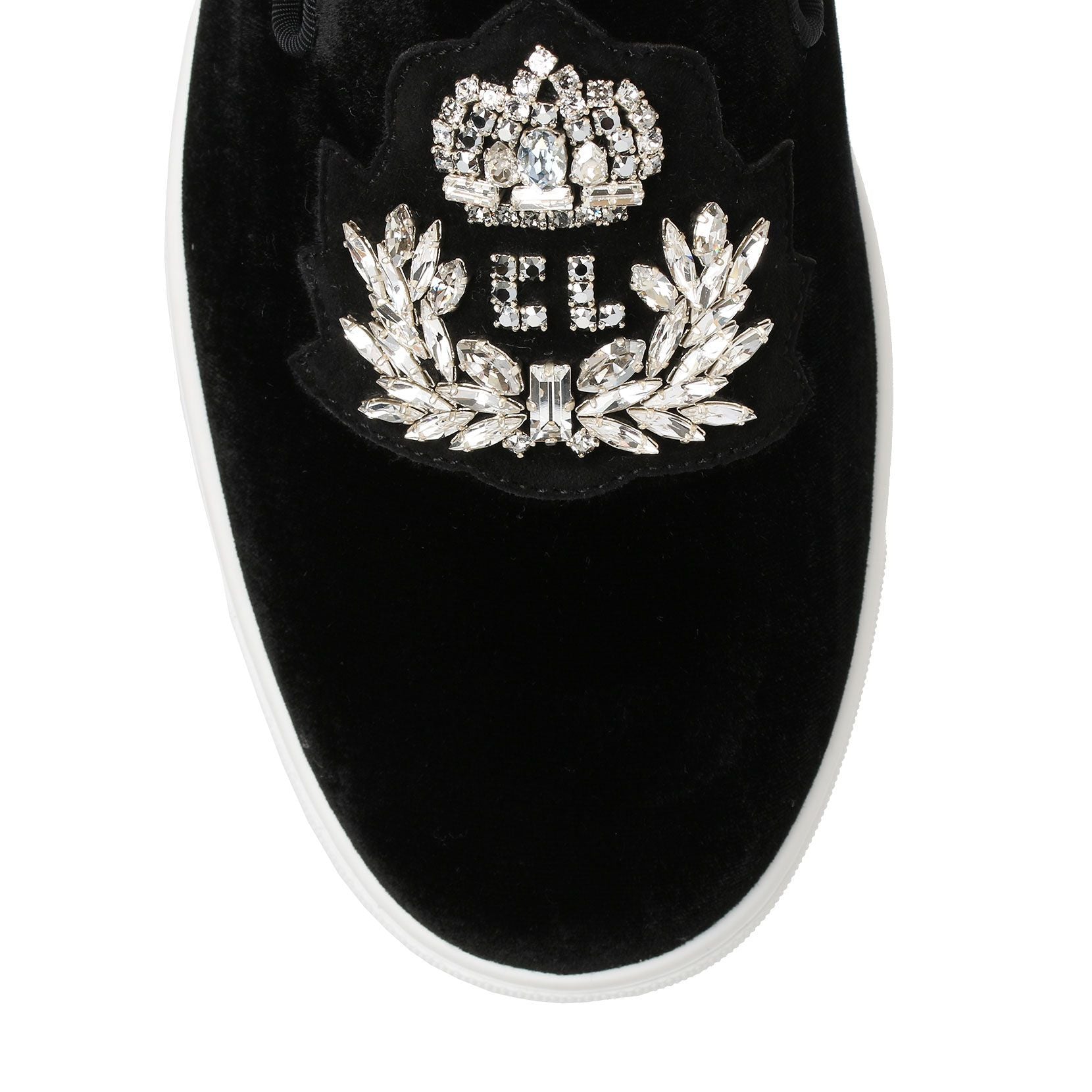 Logo Boat black velvet sneakers
