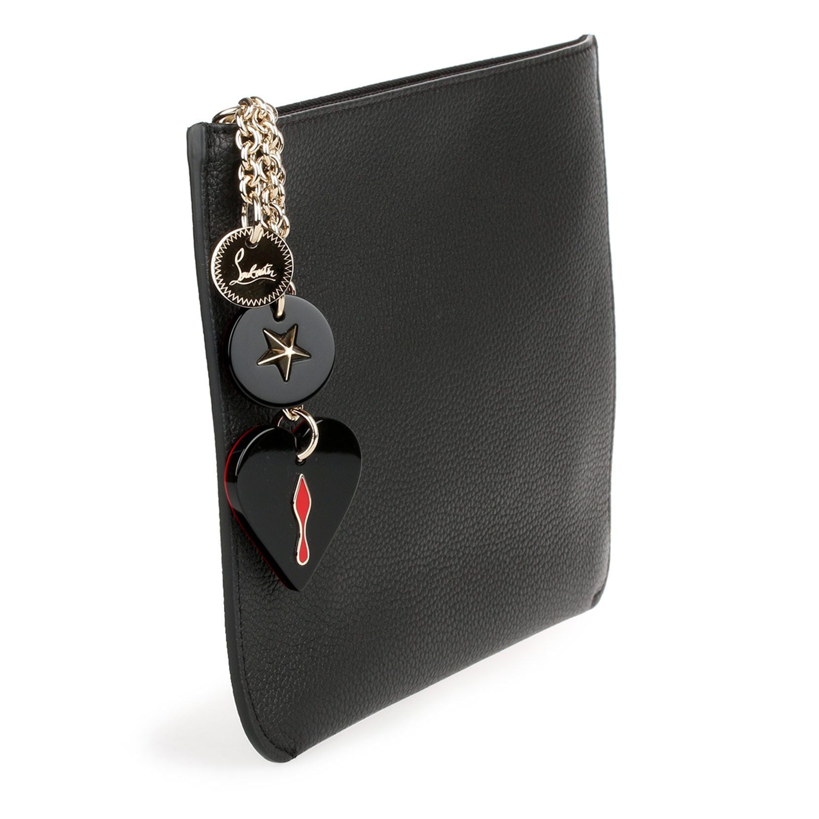 Loubicute black leather pouch