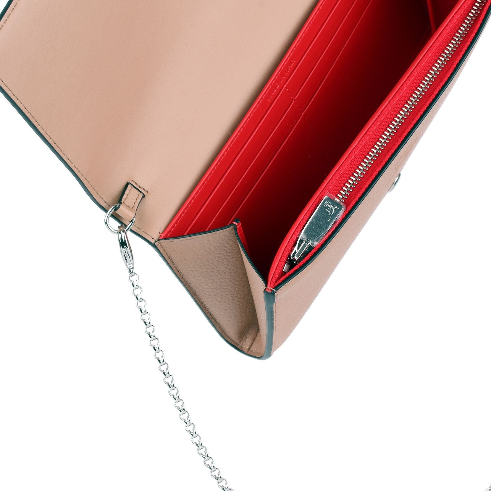 Boudoir beige leather chain wallet