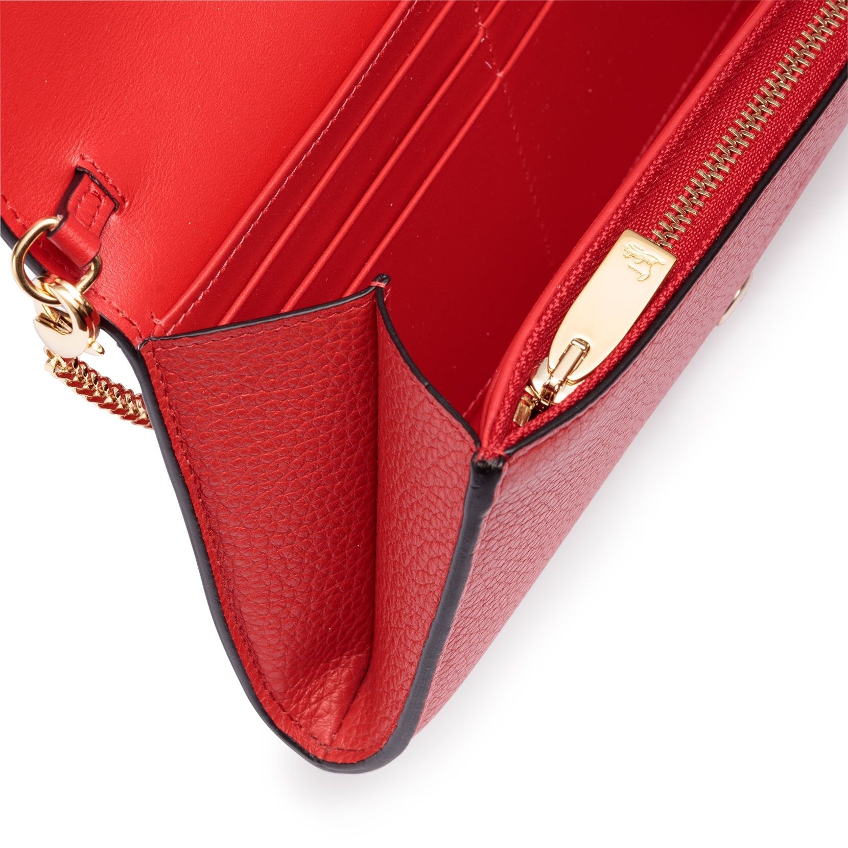 Boudoir red leather chain wallet