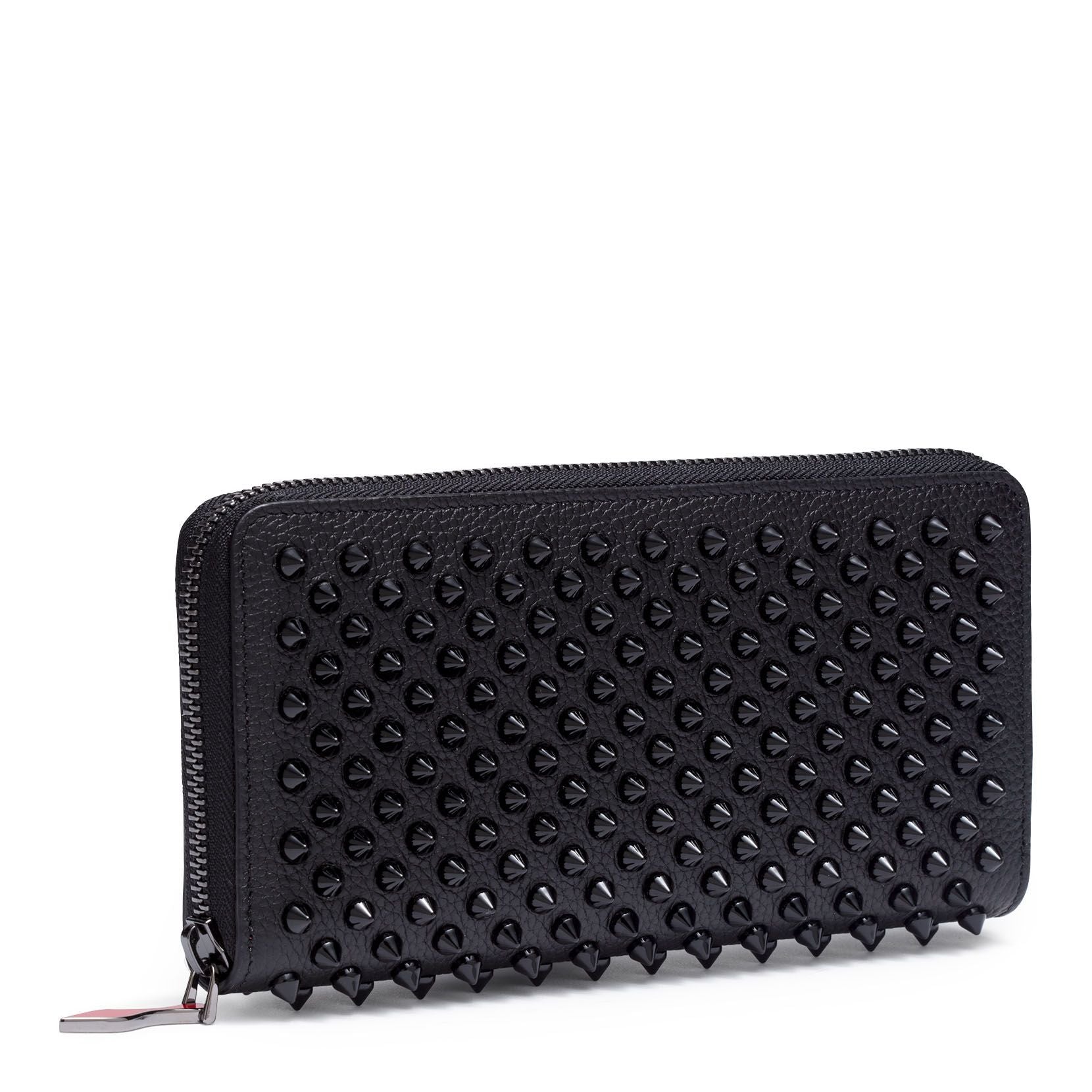 Panettone black monotone leather spike wallet