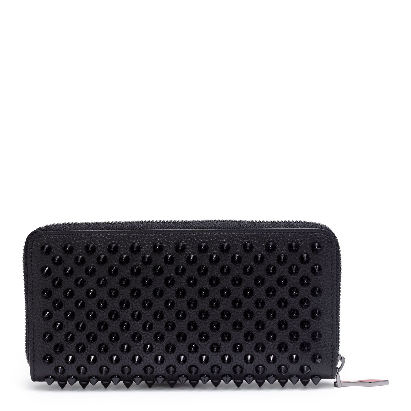 Panettone black monotone leather spike wallet