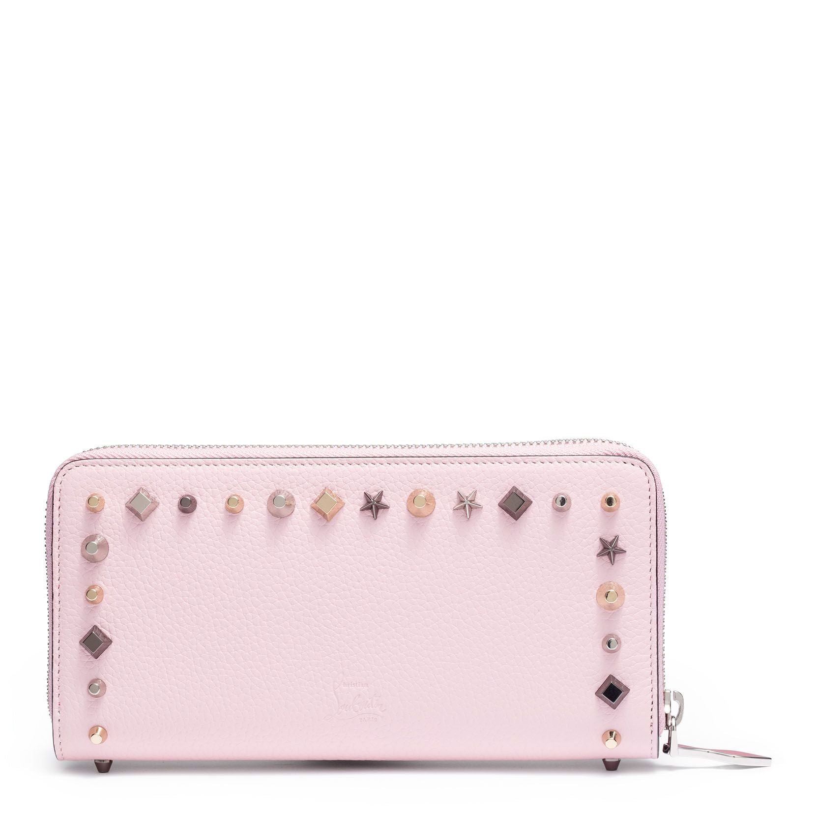 Panettone pink leather spike wallet