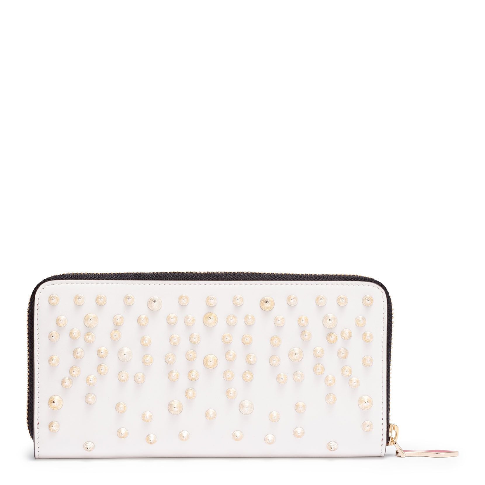 Panettone white leather studded wallet