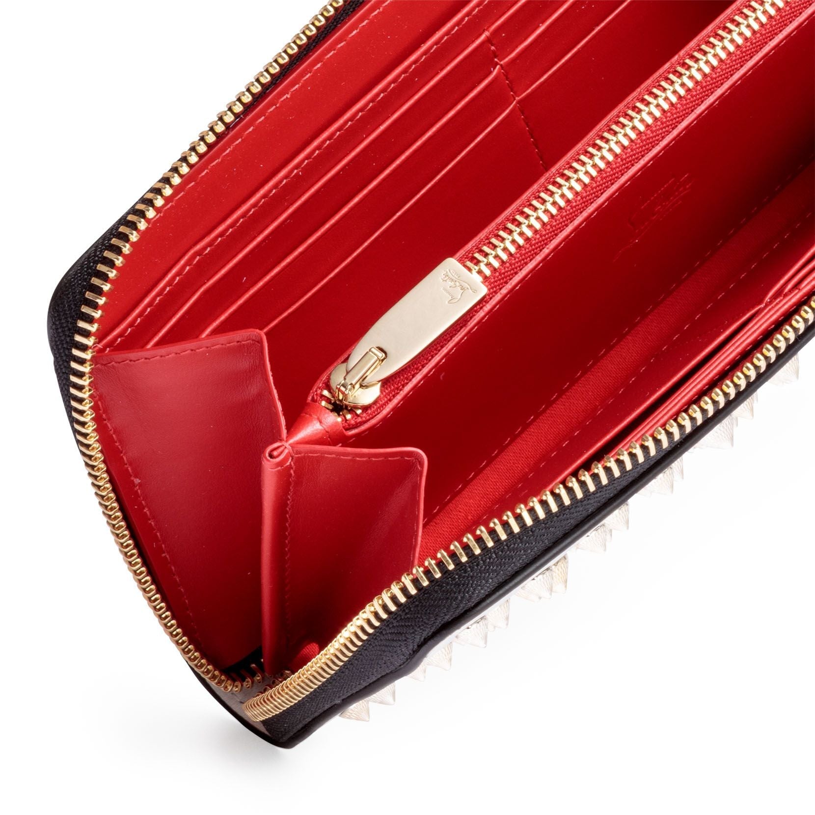Panettone white leather studded wallet