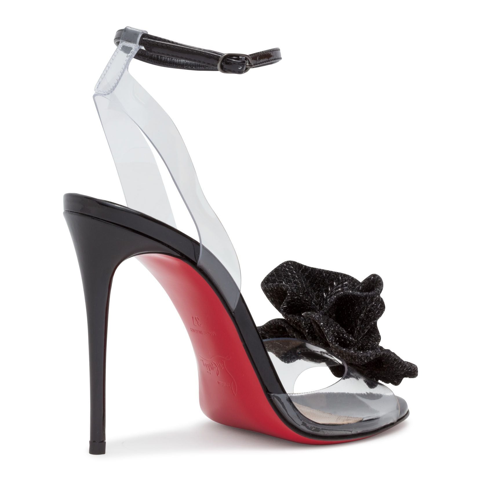 Fossiliza 100 Black Patent And Transparent PVC Sandals