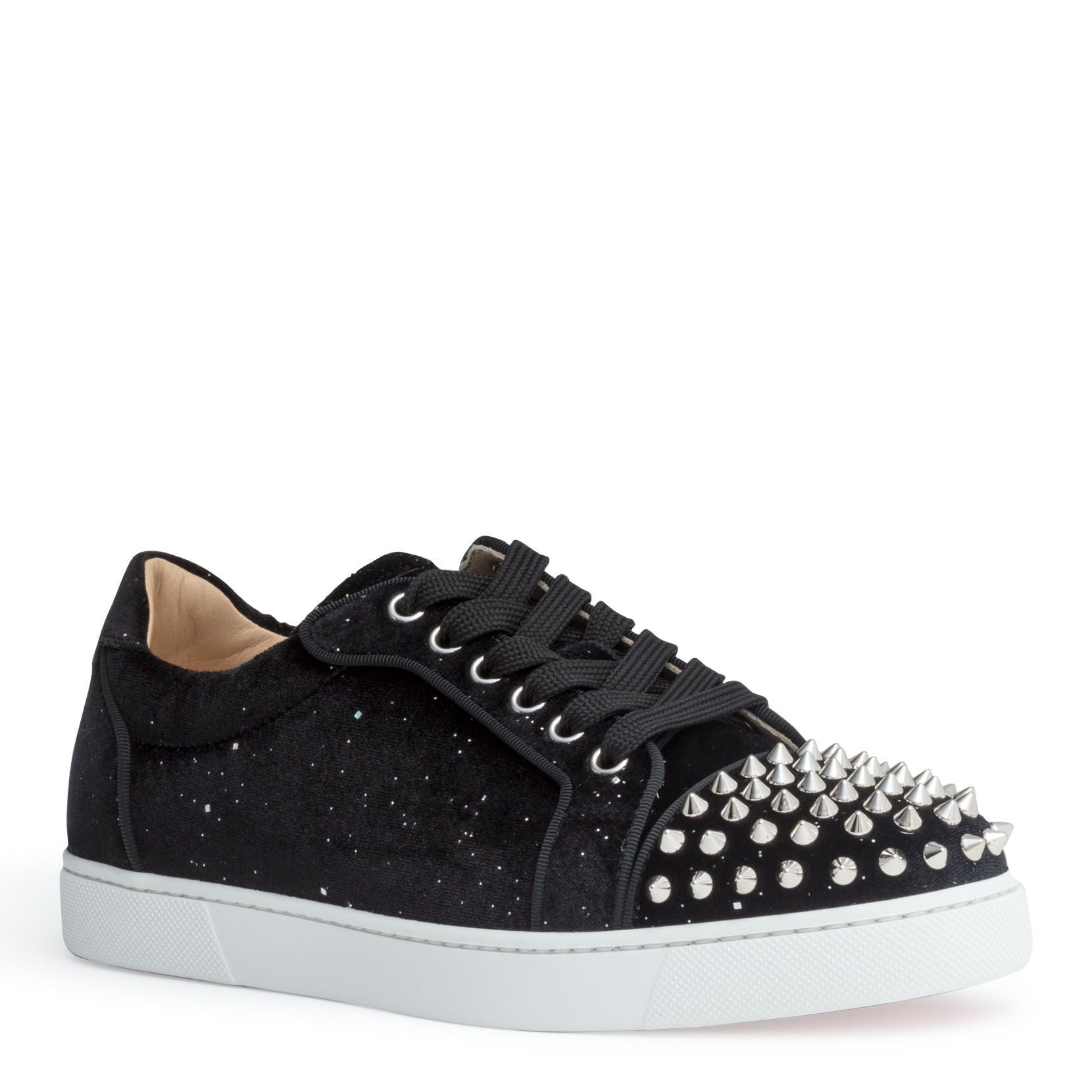 Vieira black velvet spike sneakers
