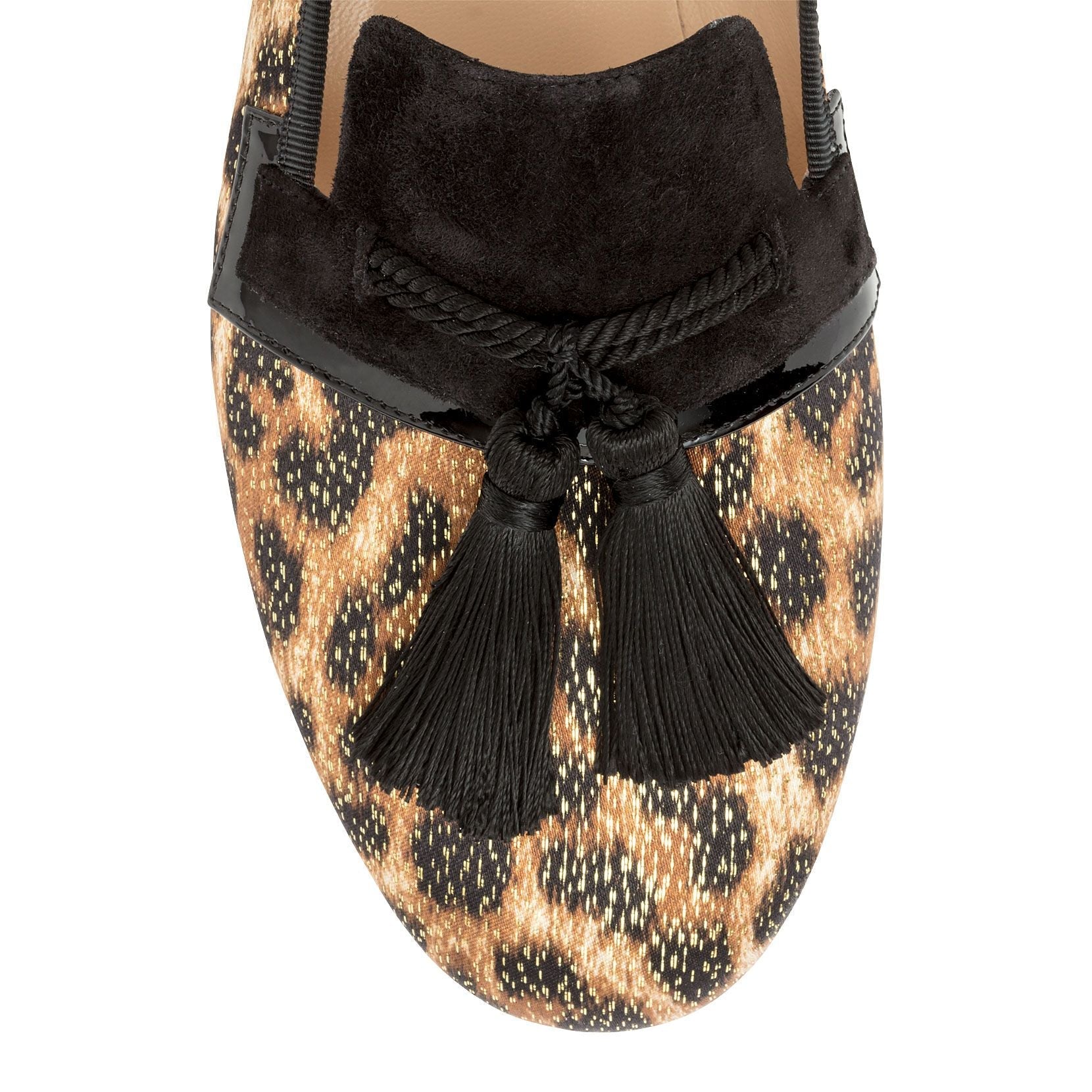 By The Sofa Donna flat leopard lurex loafers