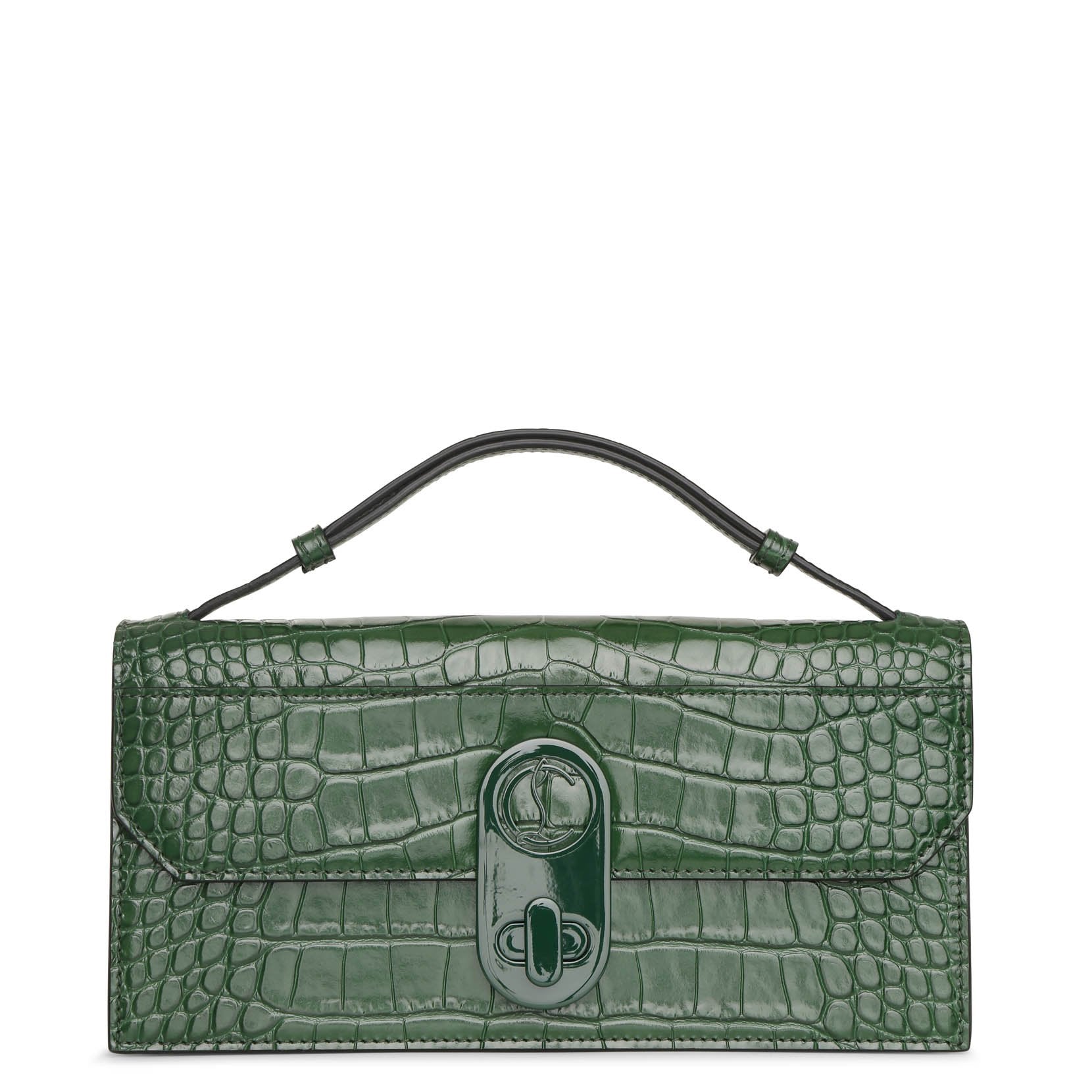 Elisa Baguette green creative leather clutch