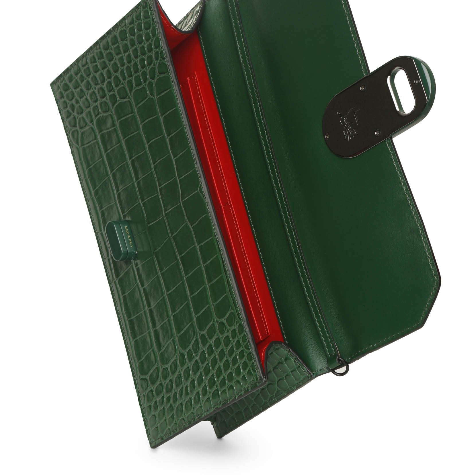 Elisa Baguette green creative leather clutch