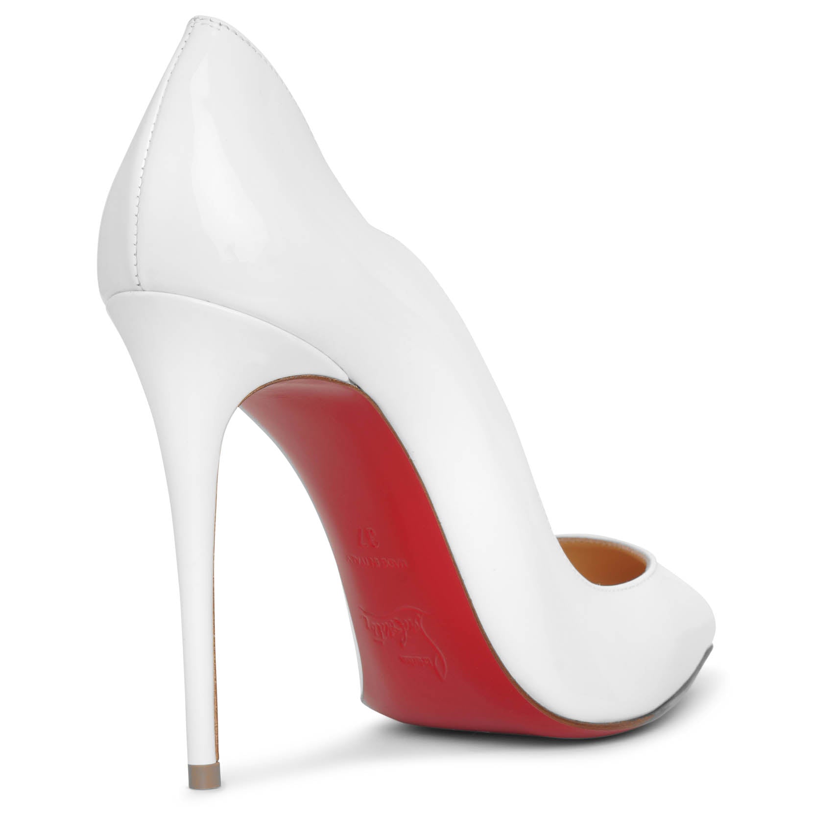 Hot Chick 100 patent white pumps